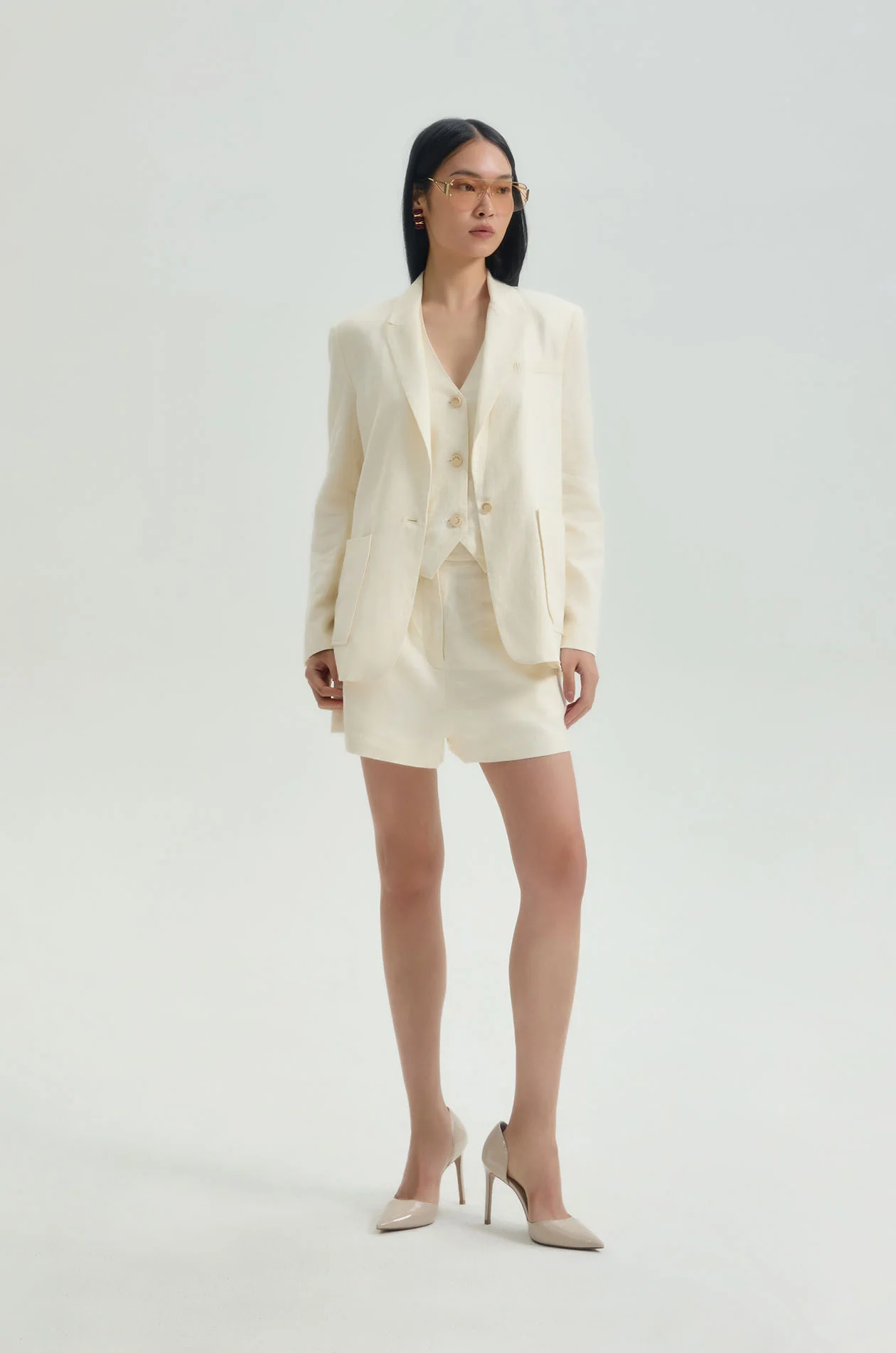 Linen Blend Halter Vest