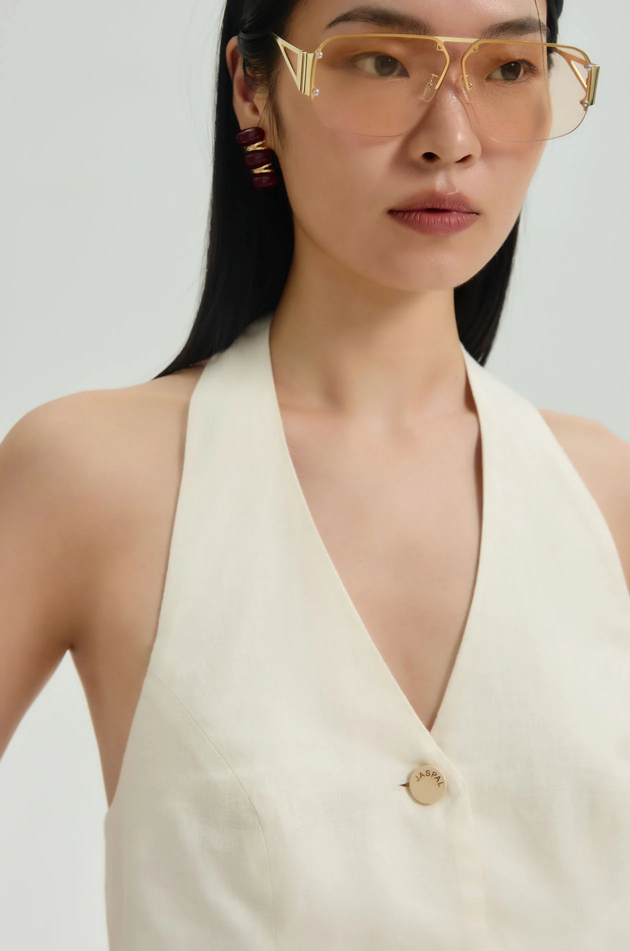 Linen Blend Halter Vest - Image 3