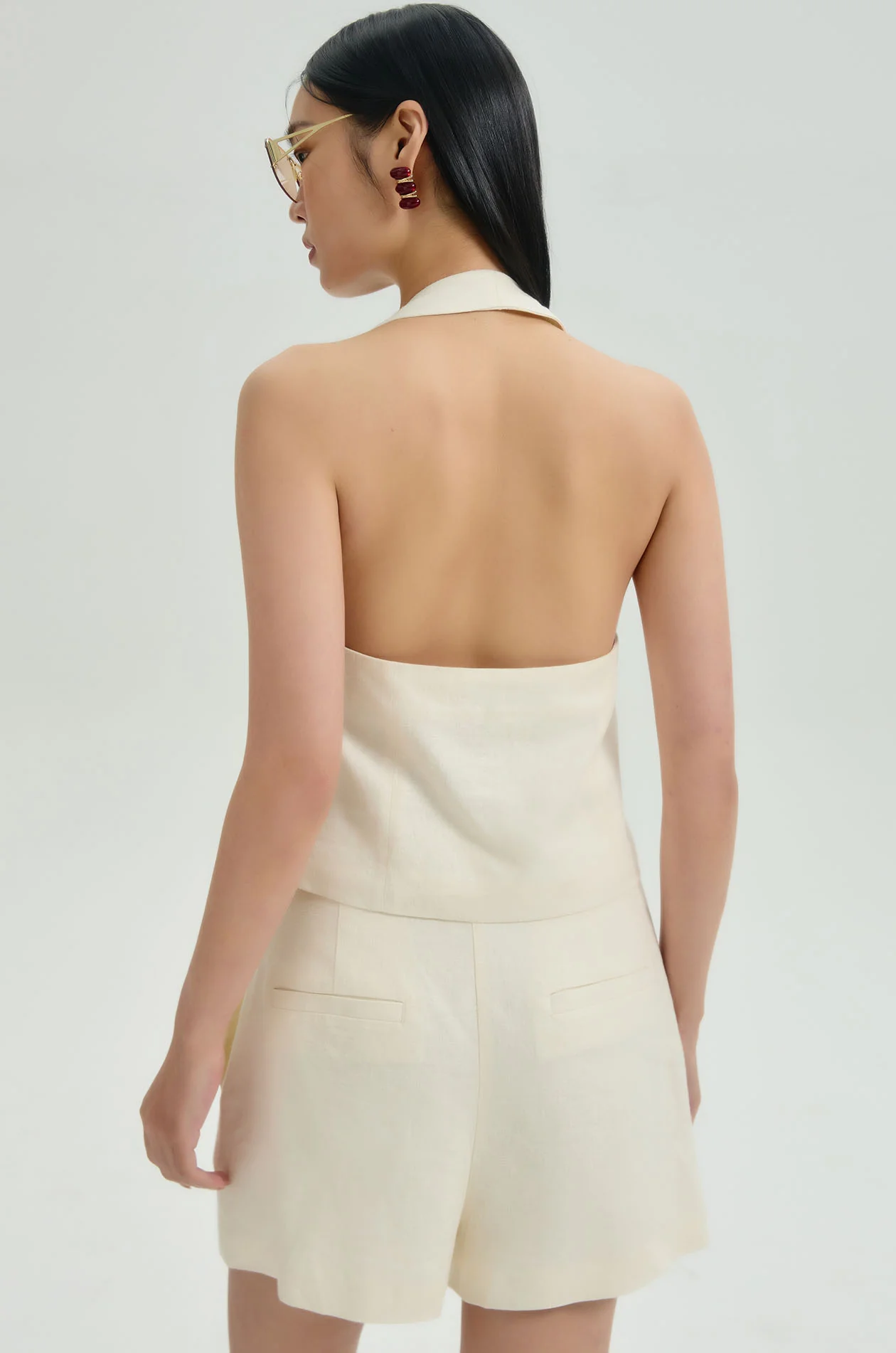 Linen Blend Halter Vest - Image 5