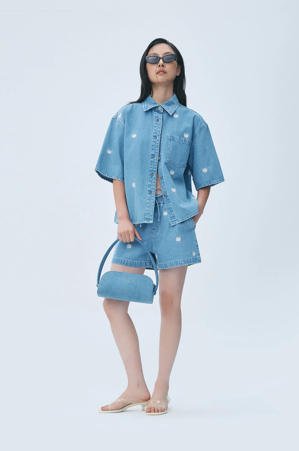 Ditsy Daisy Oversized Denim Shirt
