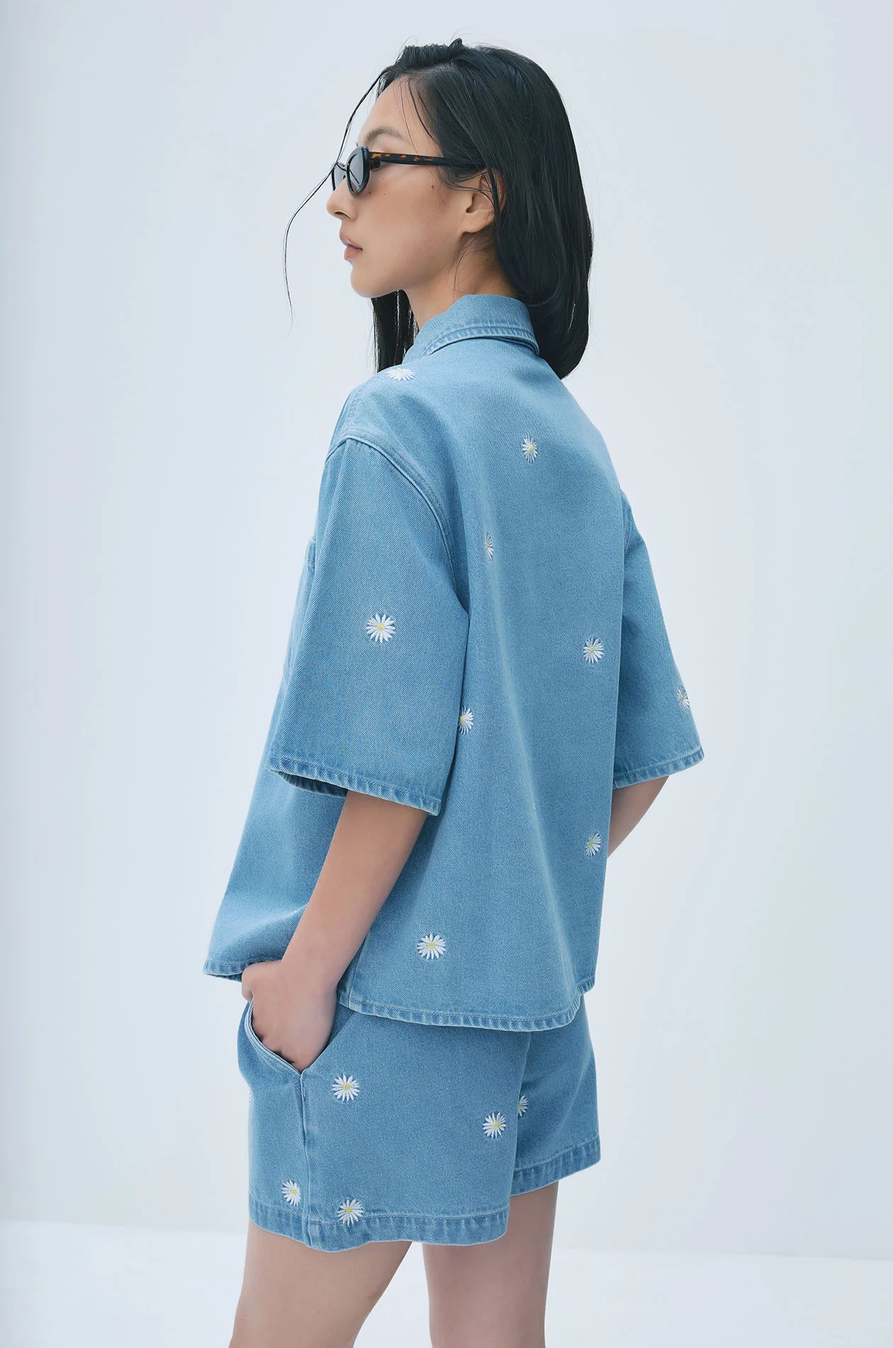 Ditsy Daisy Oversized Denim Shirt - Image 4