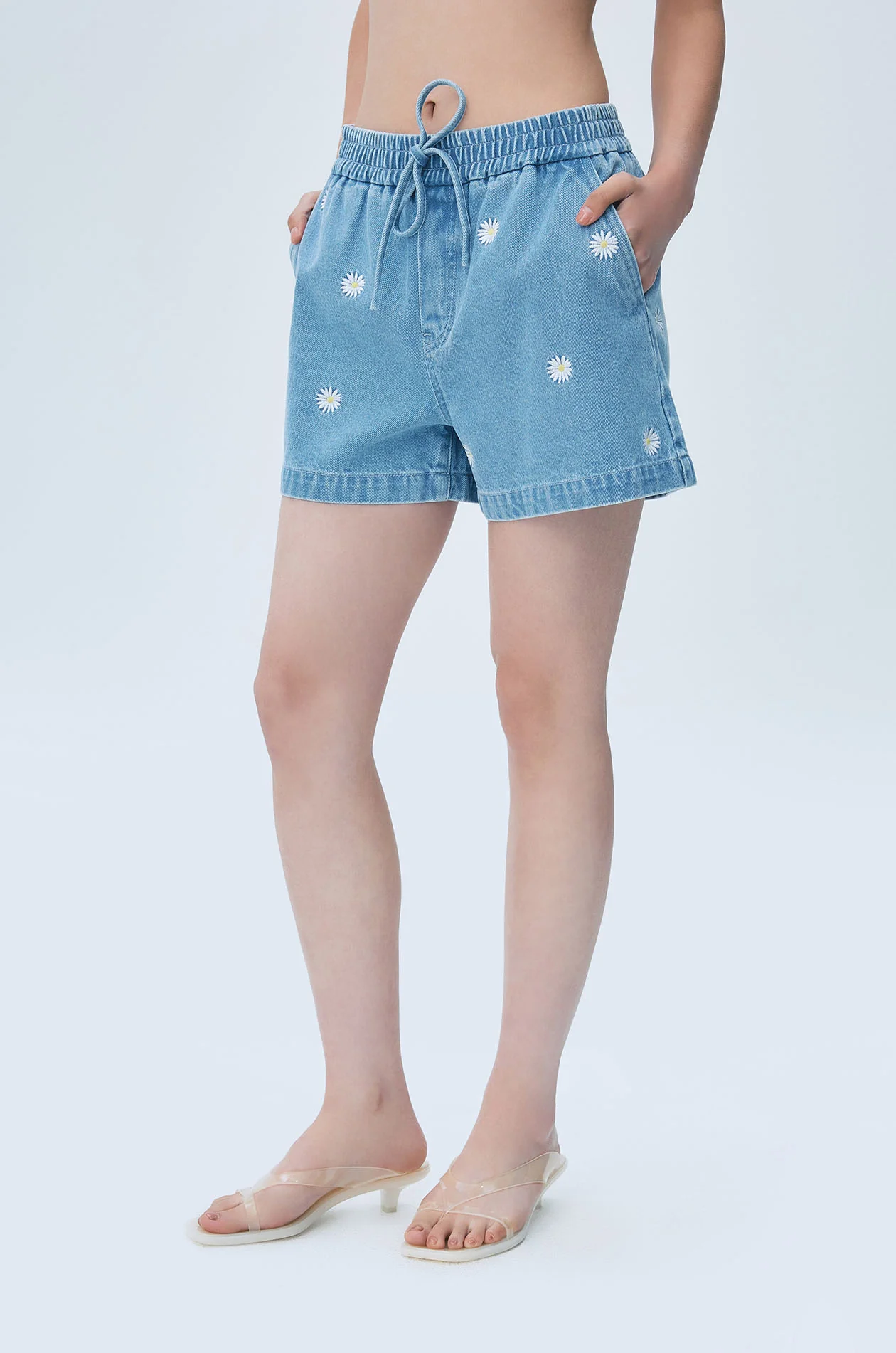 Ditsy Daisy Denim Drawstring Shorts - Image 2