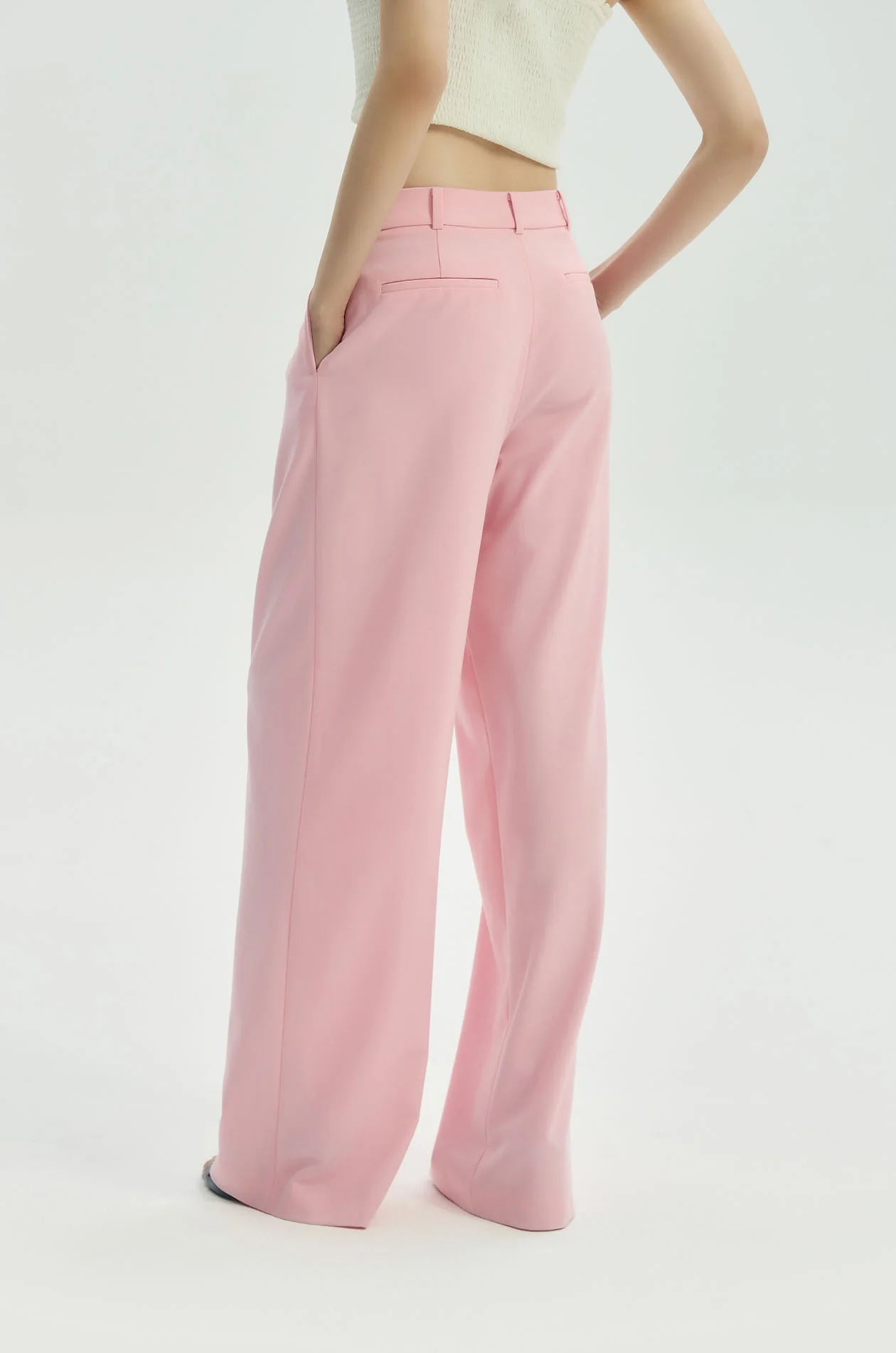 Pink Wide Leg Pleated Pants - Image 5