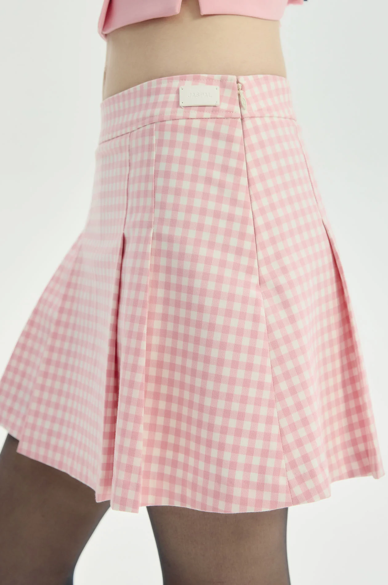 Gingham Pleated Mini Skirt - Image 3