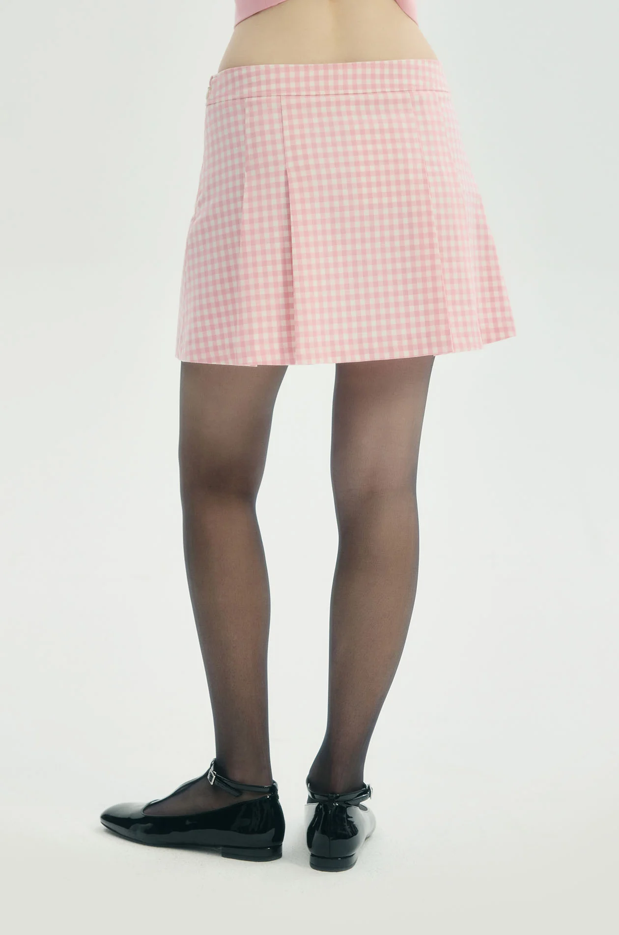 Gingham Pleated Mini Skirt - Image 5