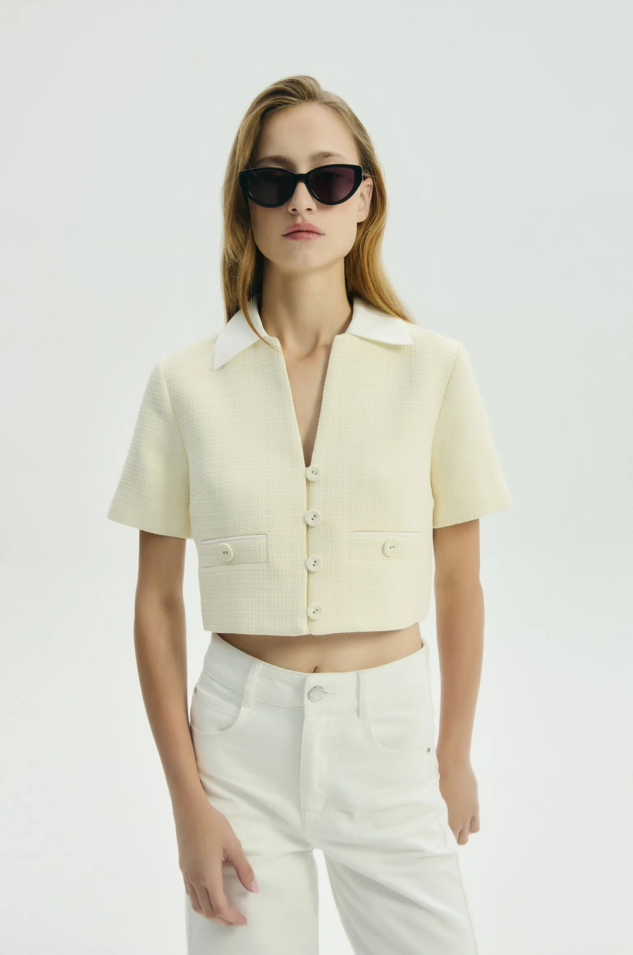Metallic Boucle Crop Top - Image 2