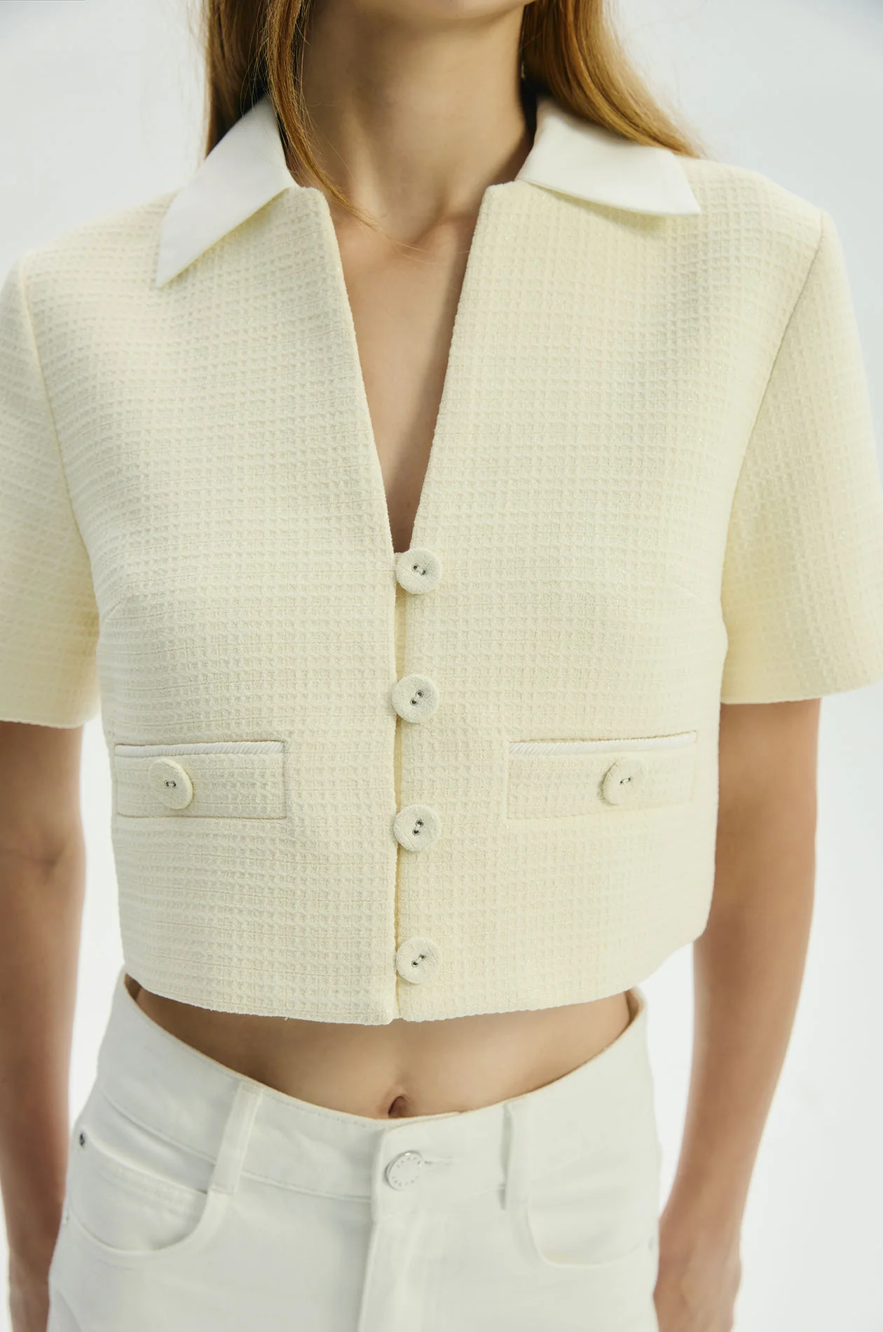 Metallic Boucle Crop Top - Image 3
