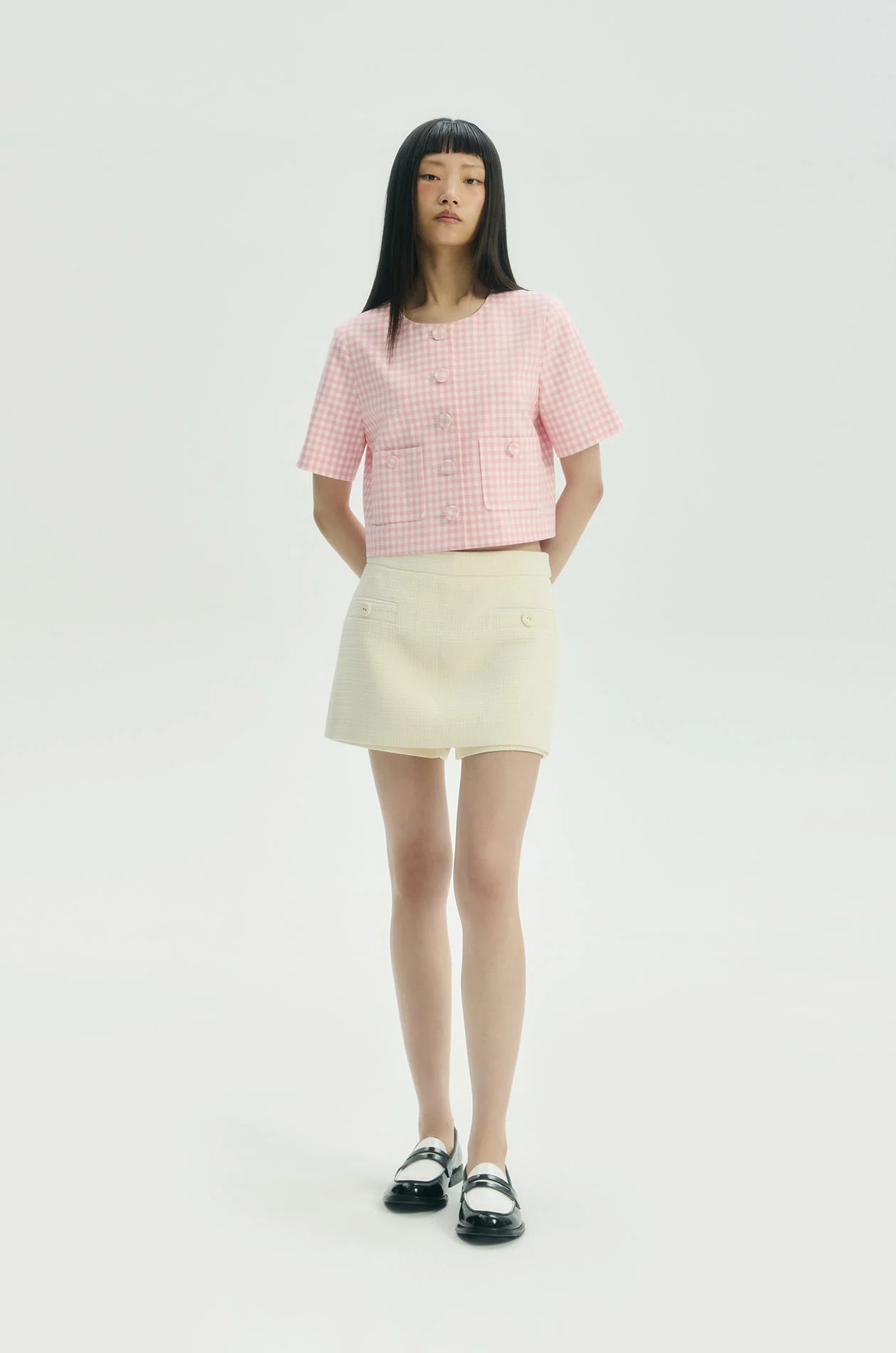 Metallic Boucle A-Line Skort