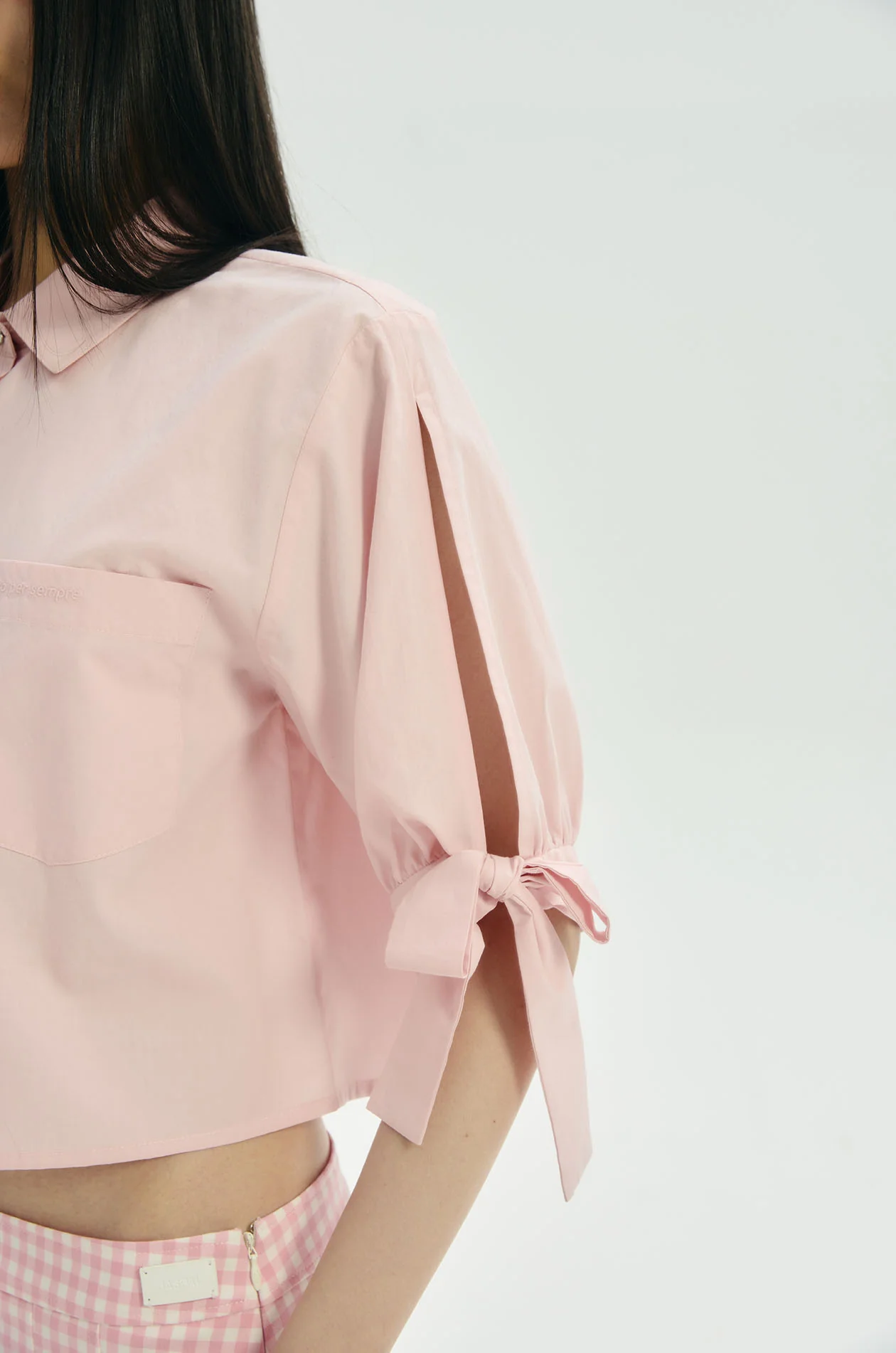 Split-Sleeve Cropped Shirt - Image 3