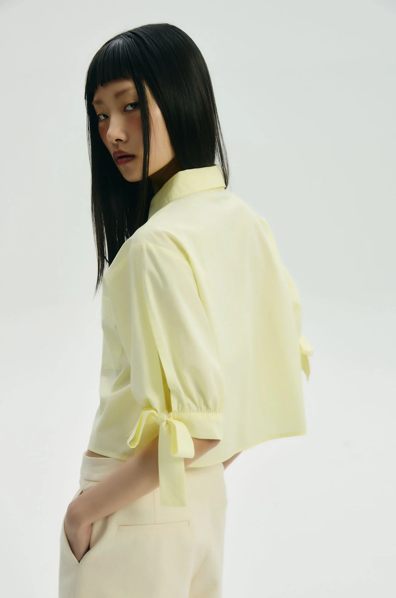 Split-Sleeve Cropped Shirt - Image 8