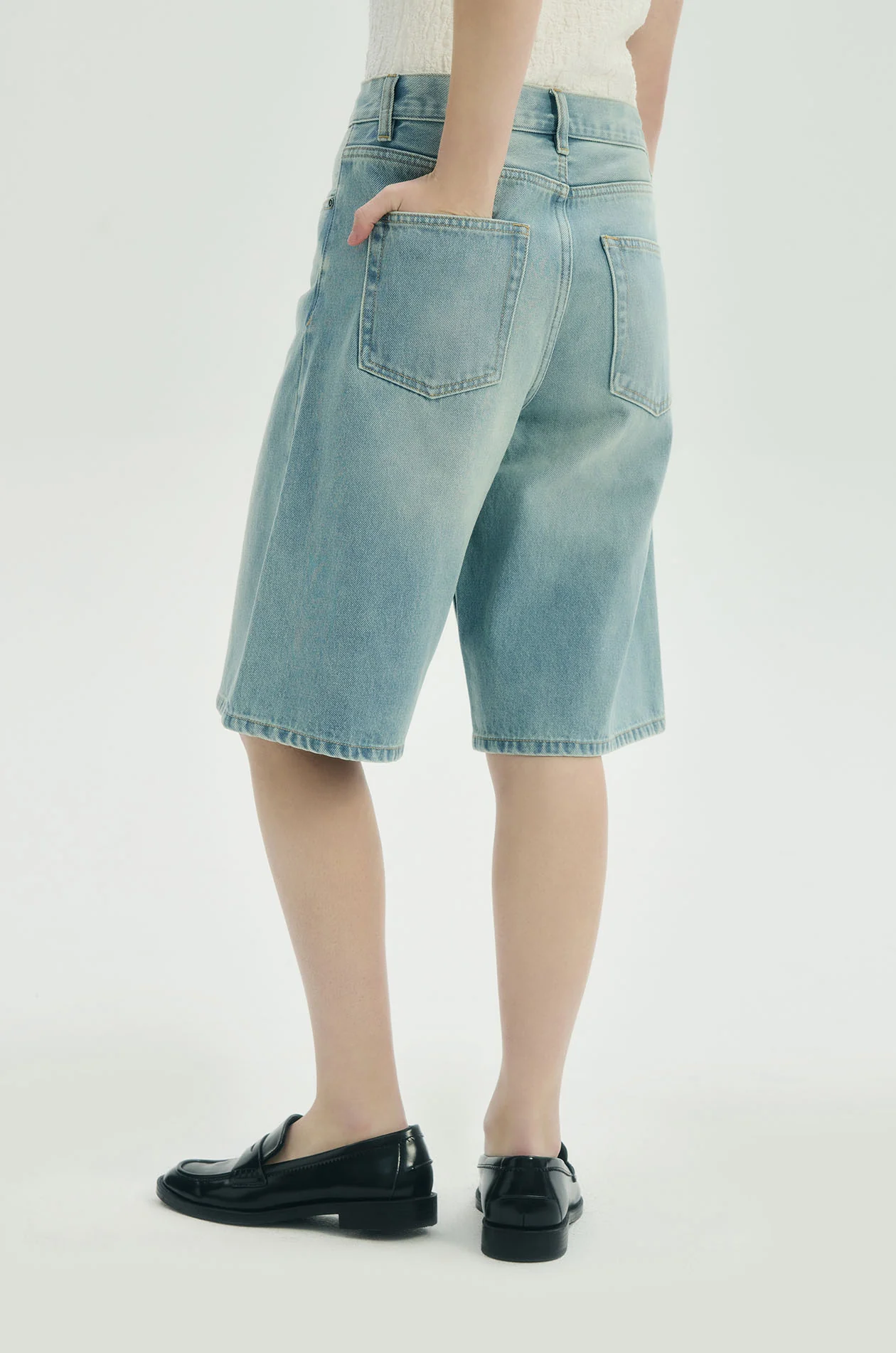 Vintage-Wash Denim Bermuda Shorts - Image 5