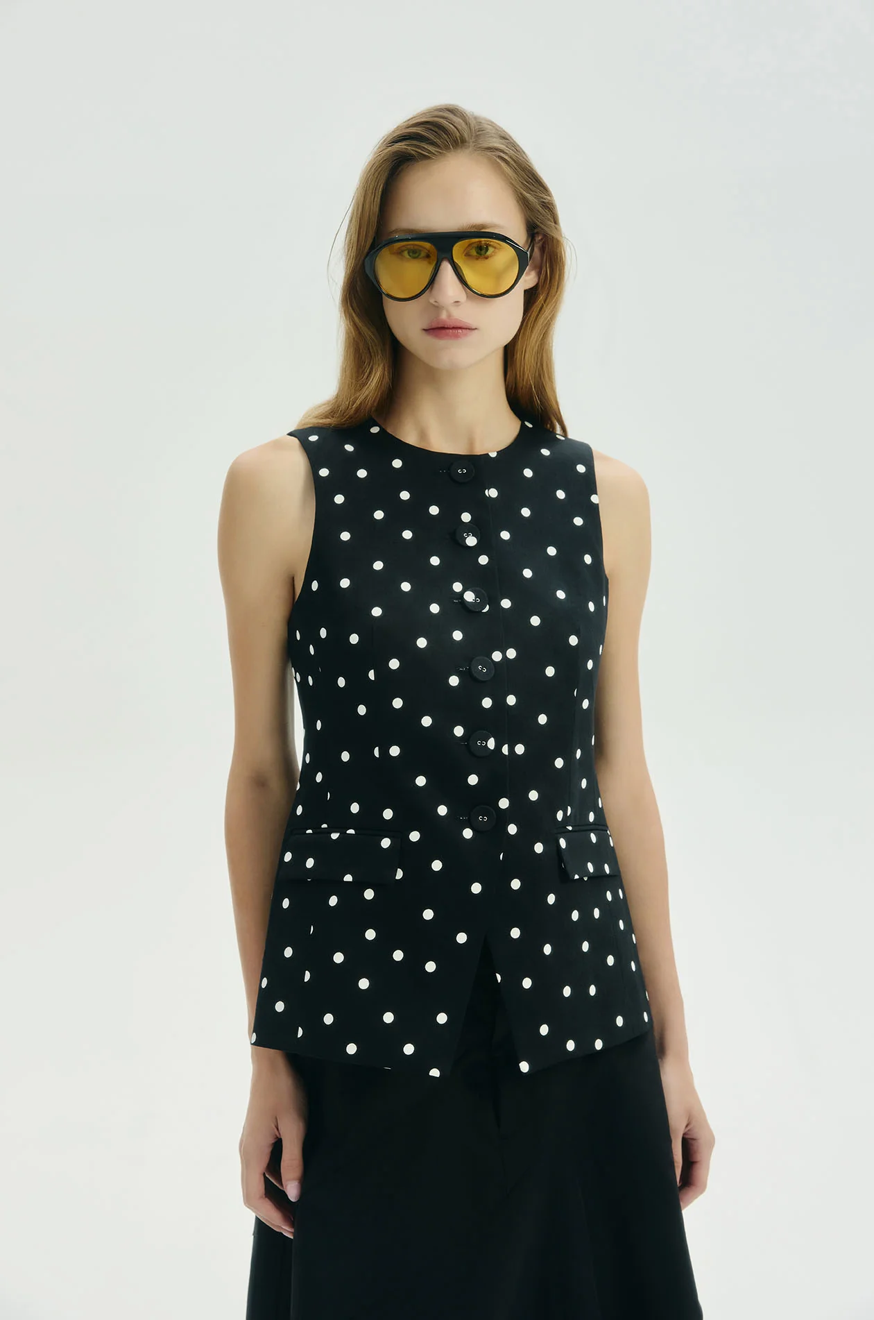Dot Printed Casual Vest - Image 2
