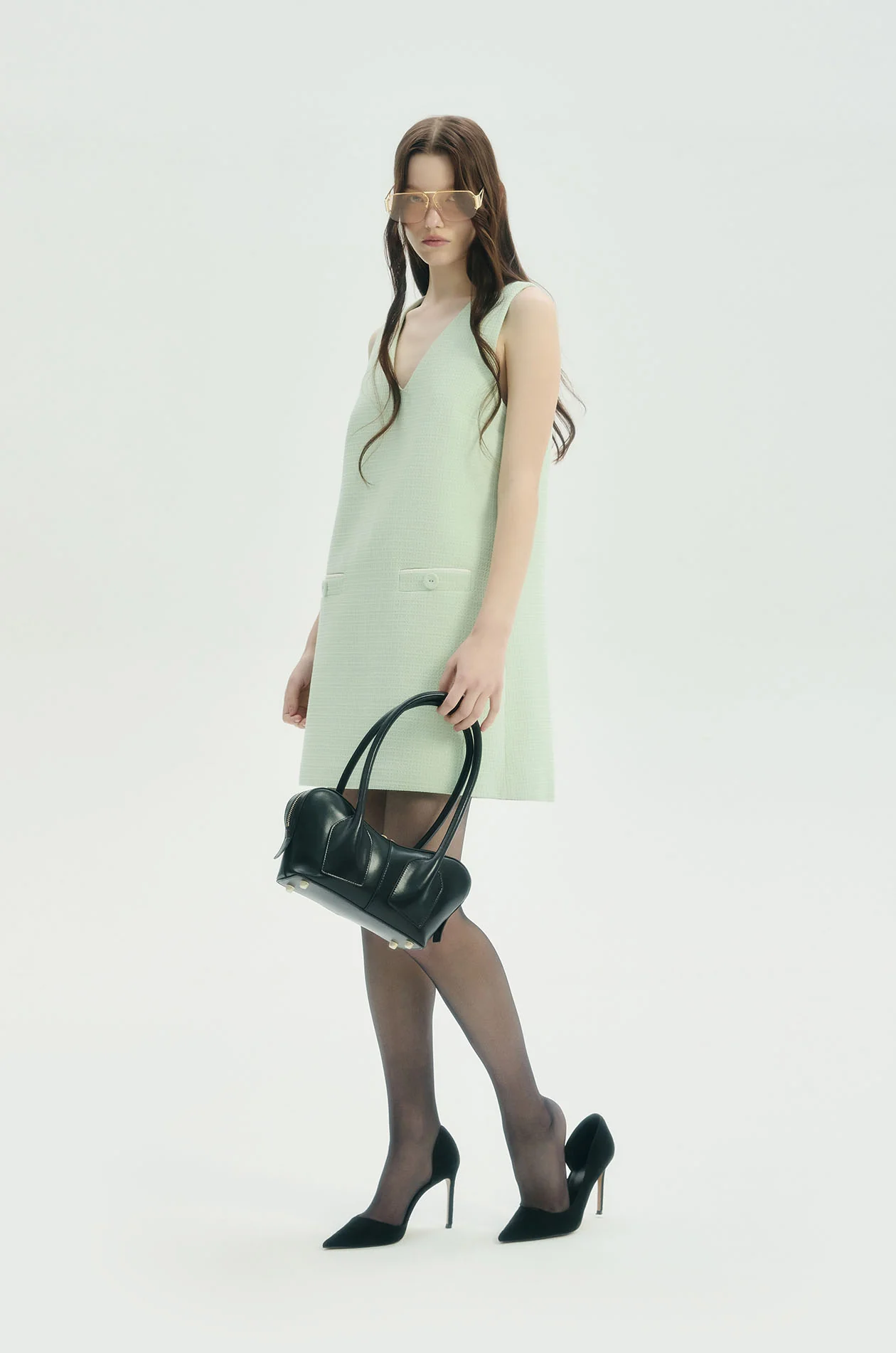 Metallic Boucle Shift Mini Dress
