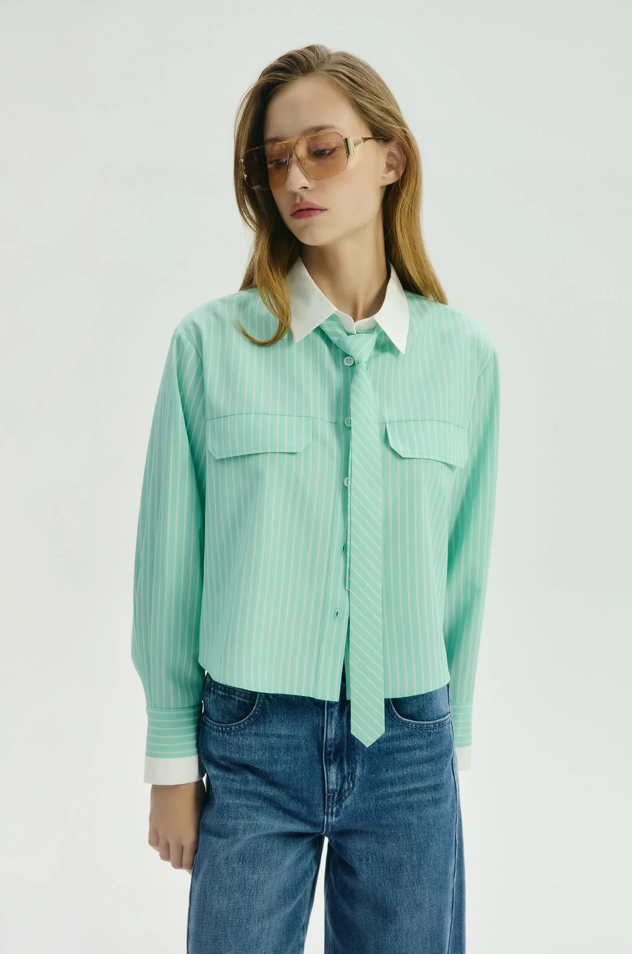 Boxy Shirt with Necktie - Image 2