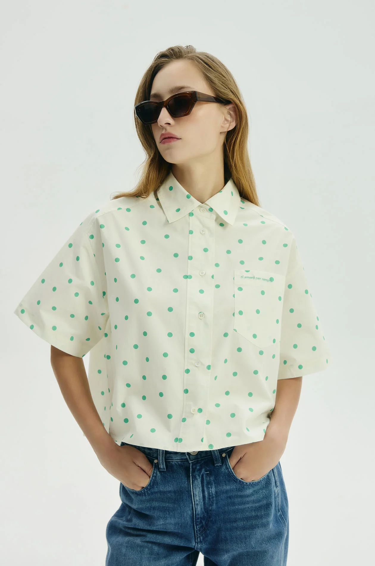 Dot Printed Oversized Shirt - Image 2