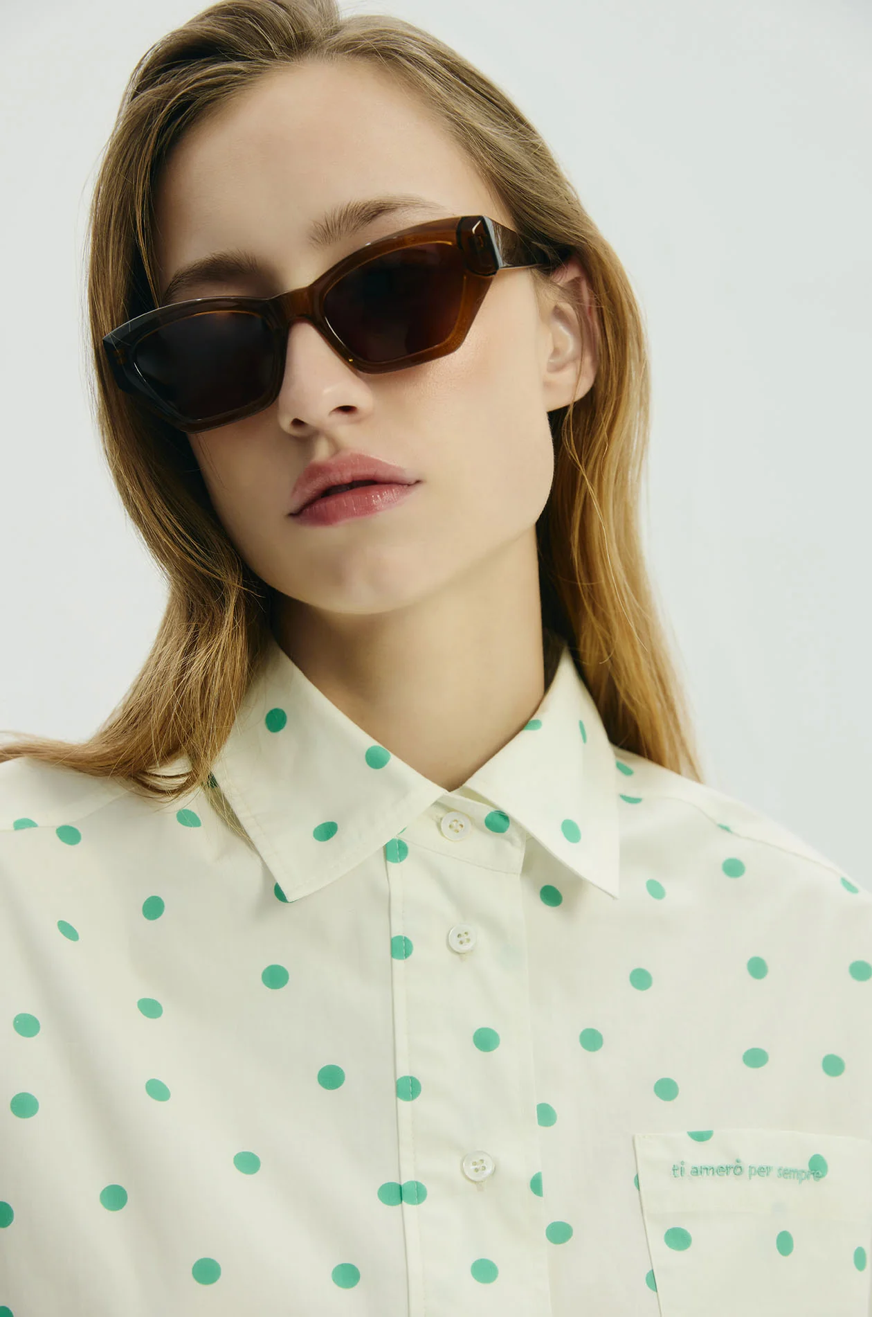 Dot Printed Oversized Shirt - Image 3