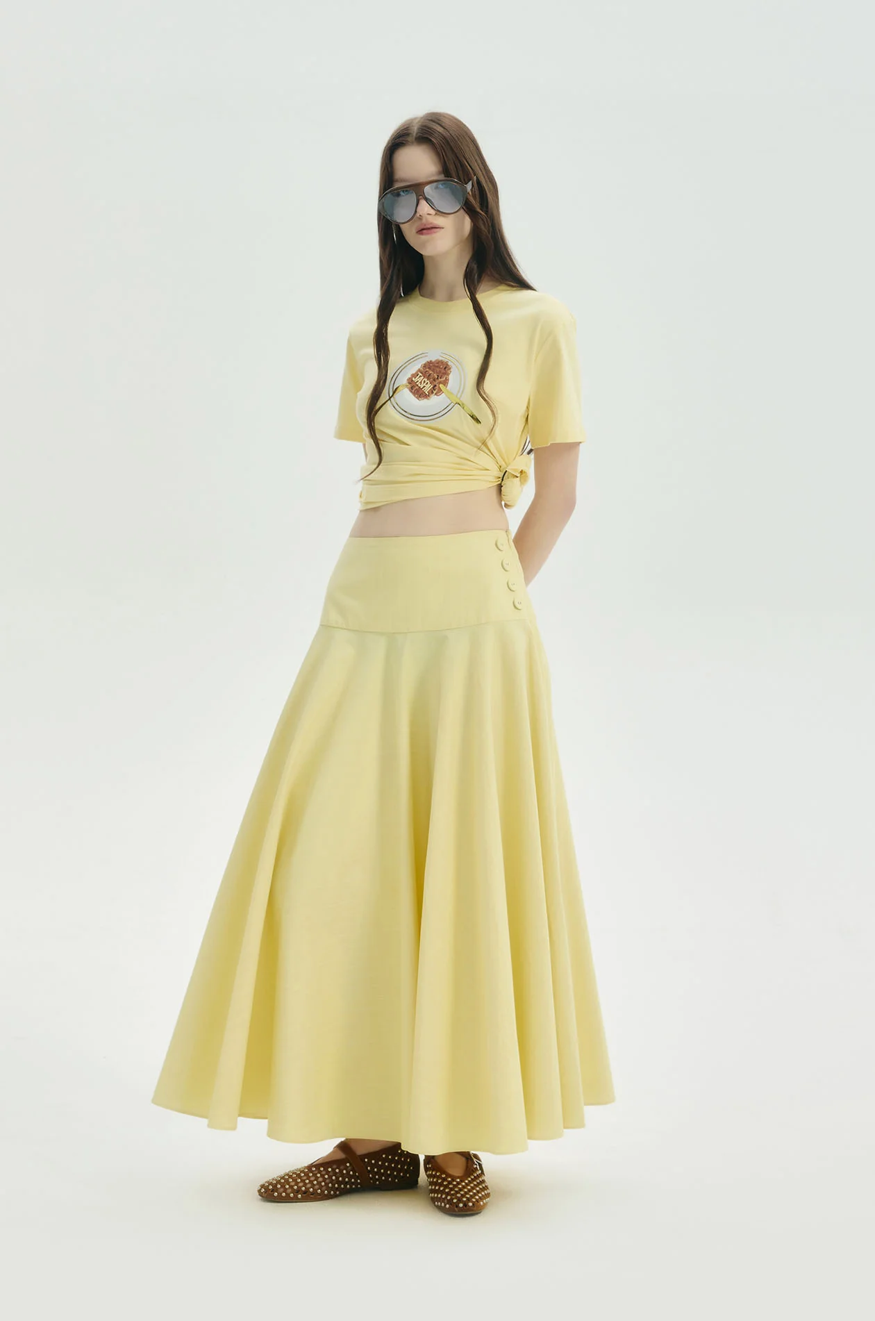 Striped Drop Waist Circle Skirt
