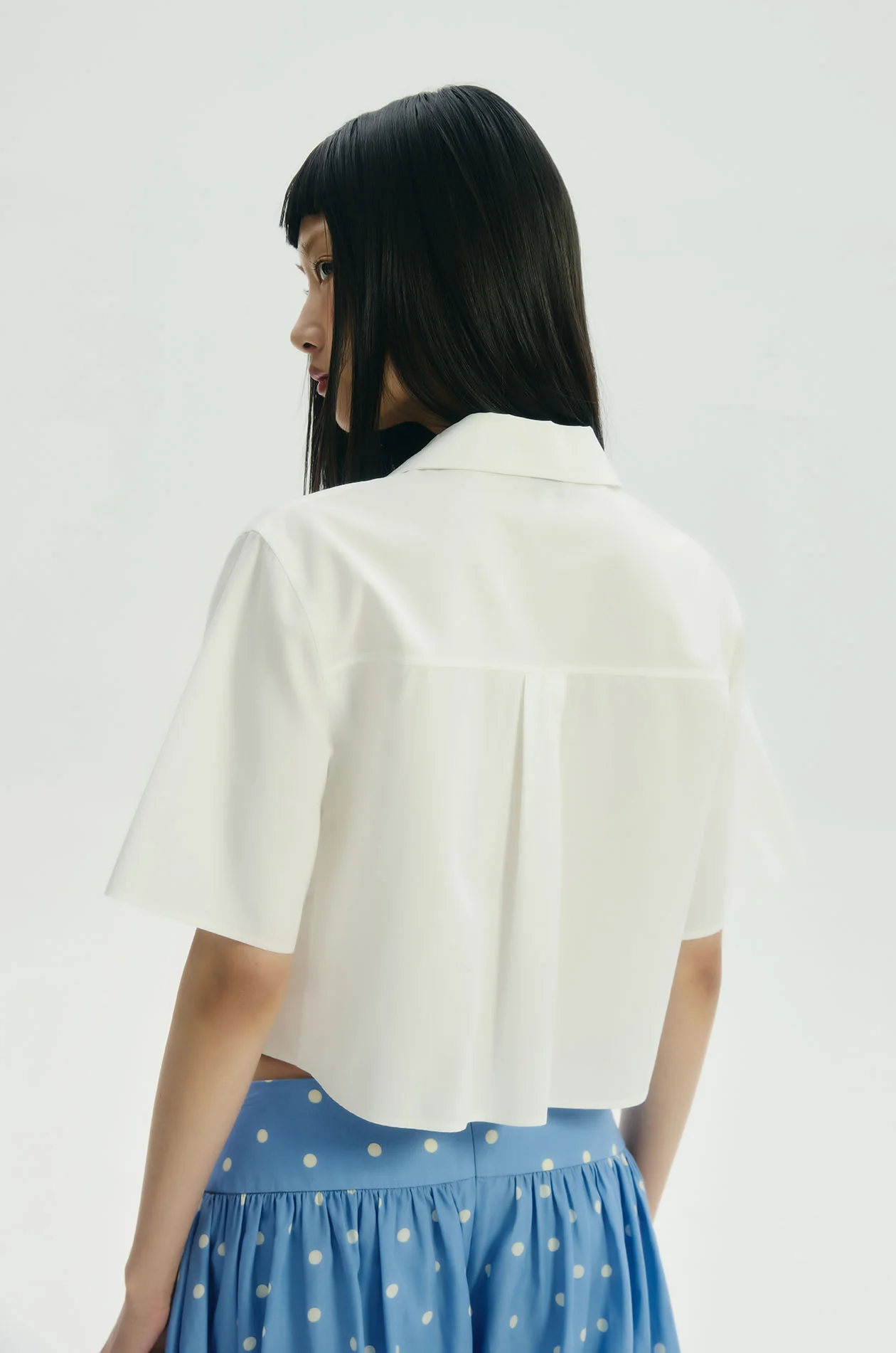 Tie Front Cropped Blouse - Image 5