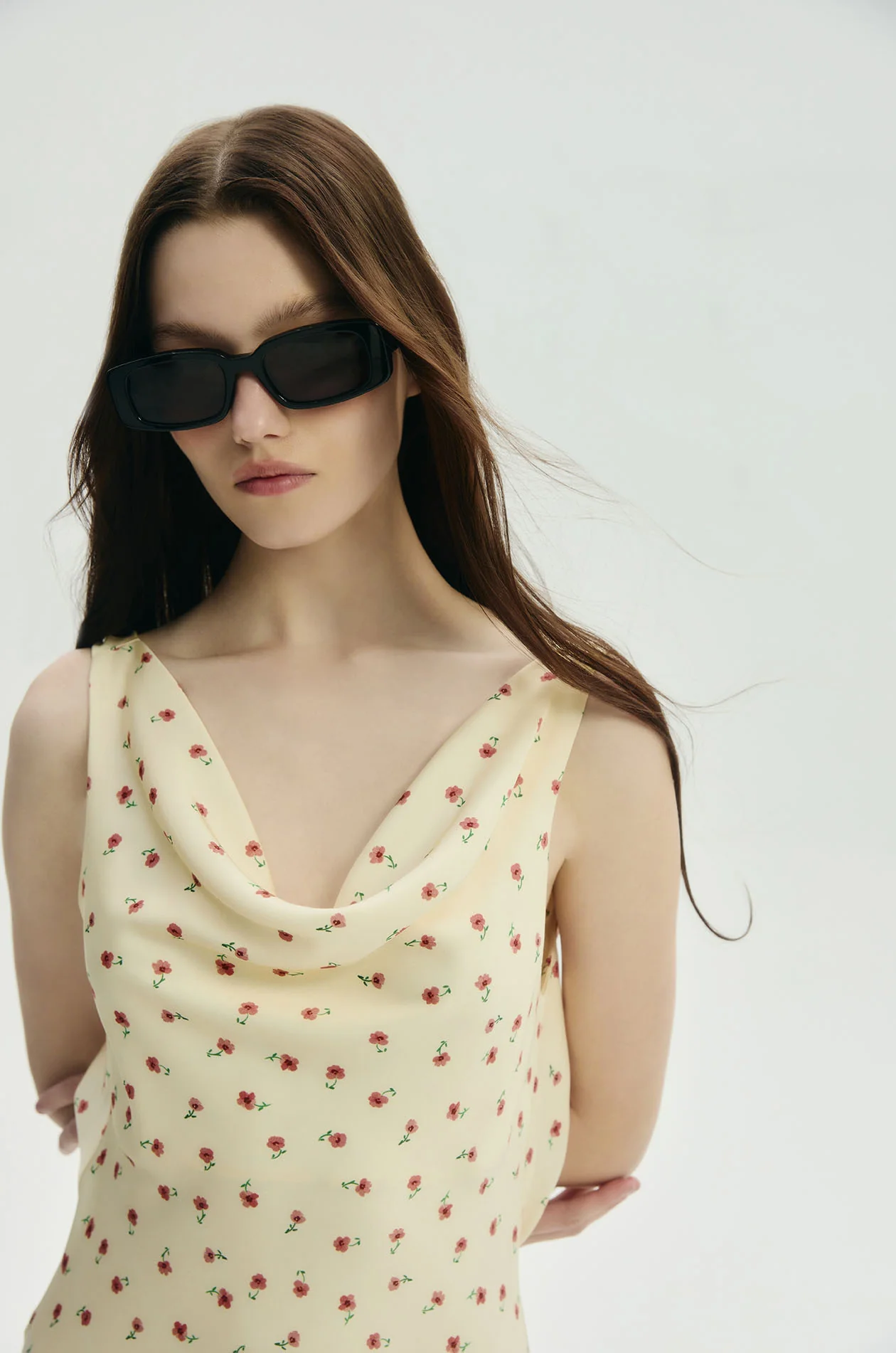 Ditsy Floral Satin Slip Midi Dress - Image 3