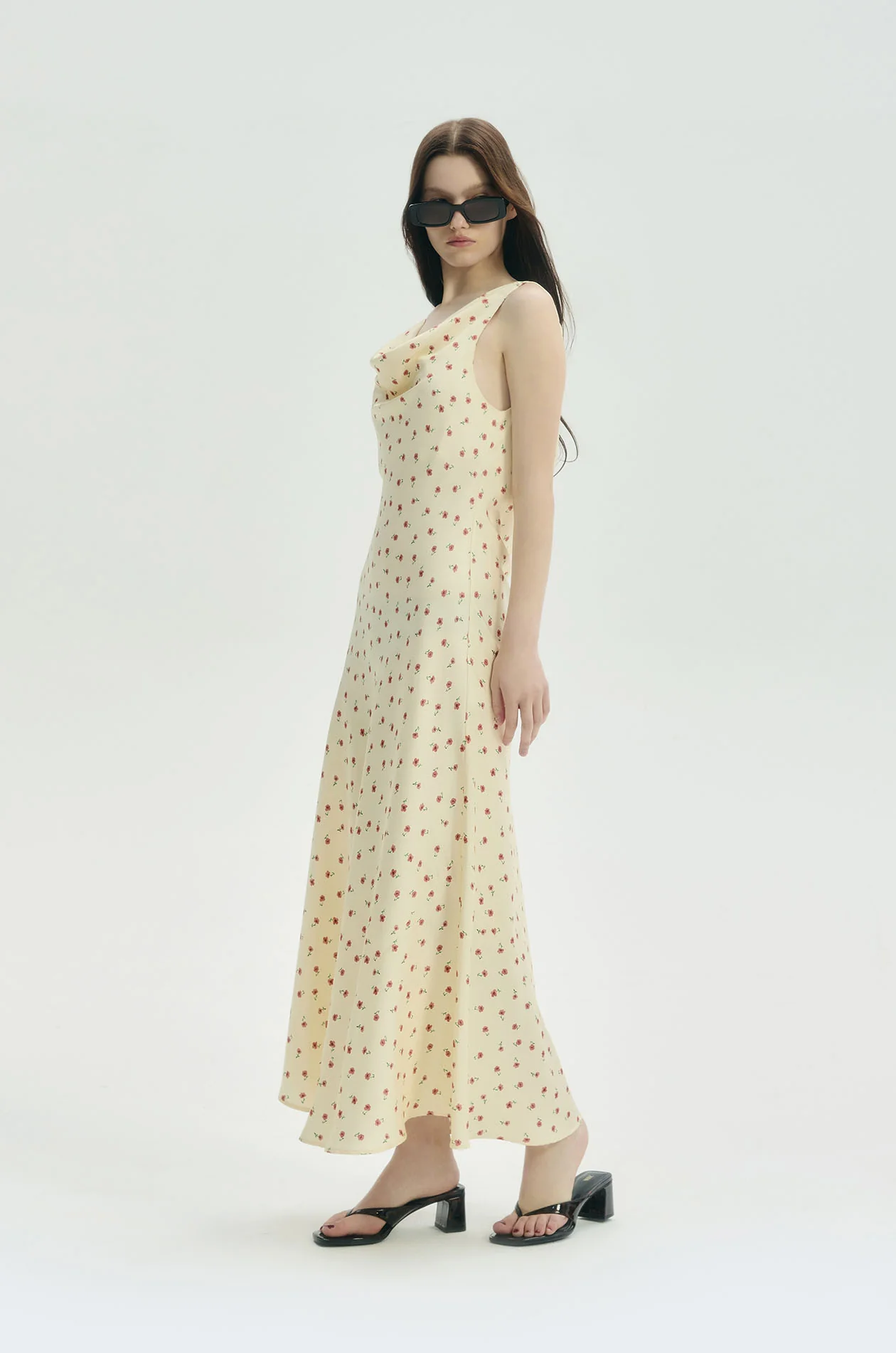 Ditsy Floral Satin Slip Midi Dress - Image 6