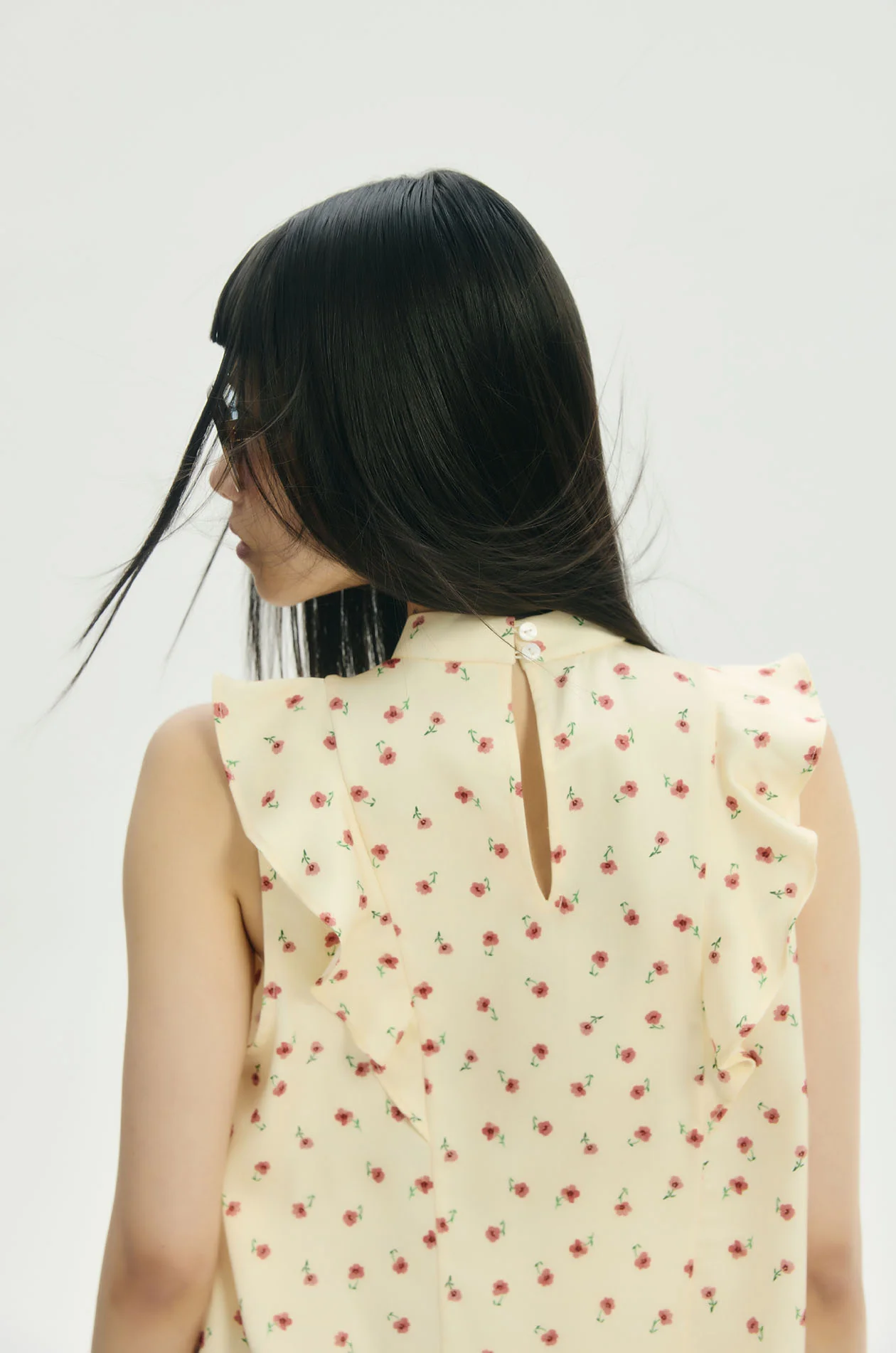 Ditsy Floral Satin Ruffle Top - Image 4