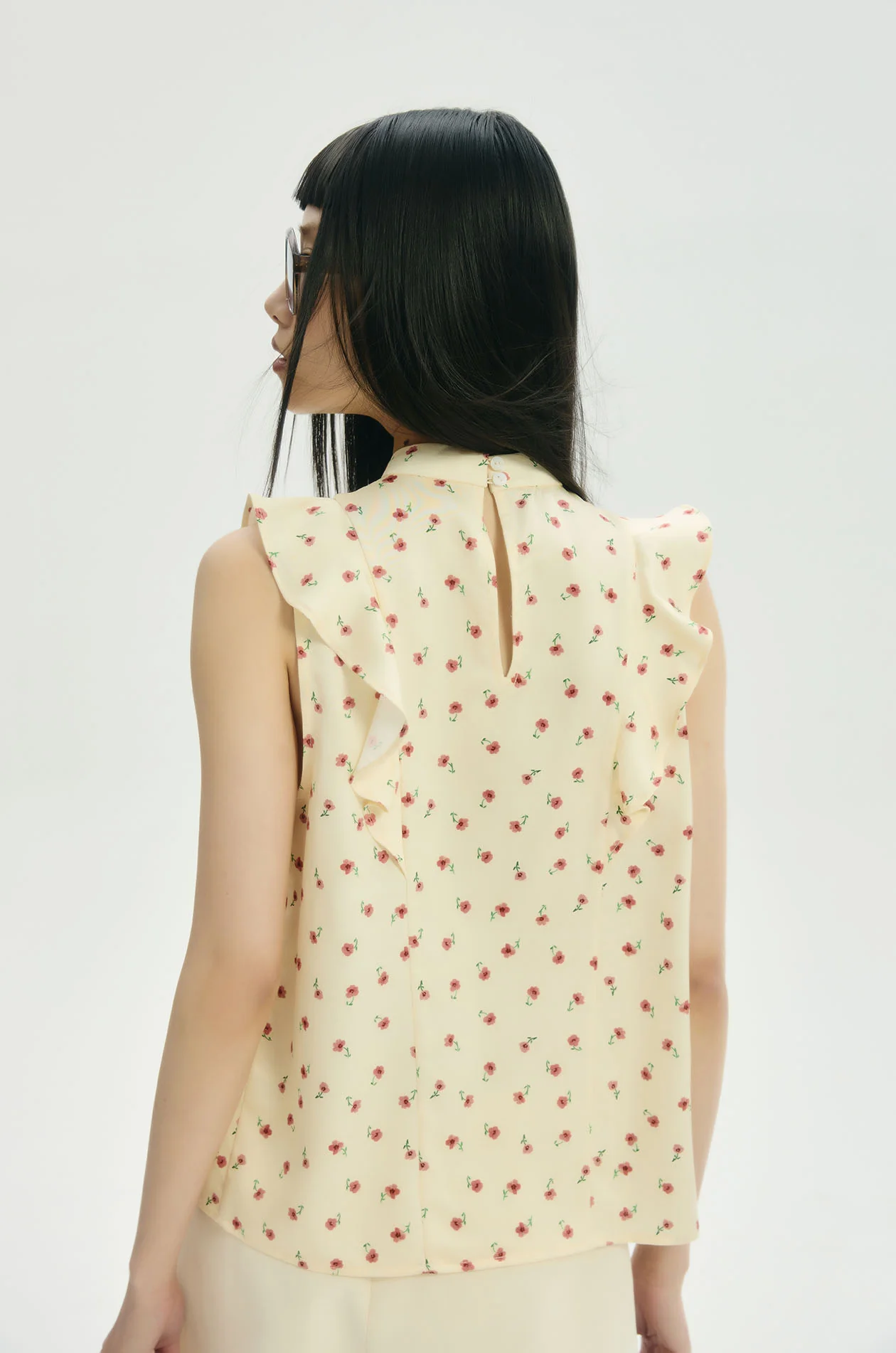 Ditsy Floral Satin Ruffle Top - Image 5