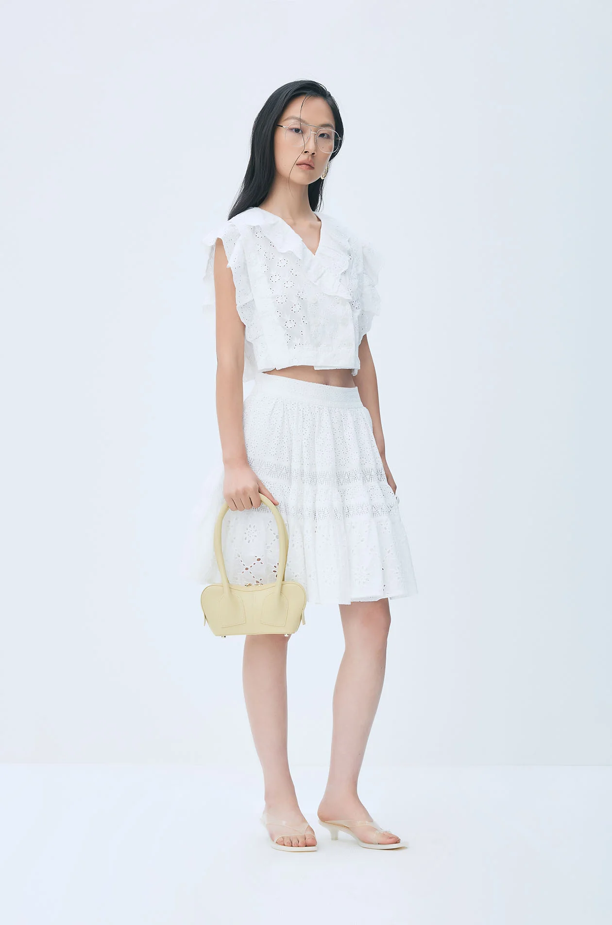 Broderie Anglaise Flared Mini Skirt