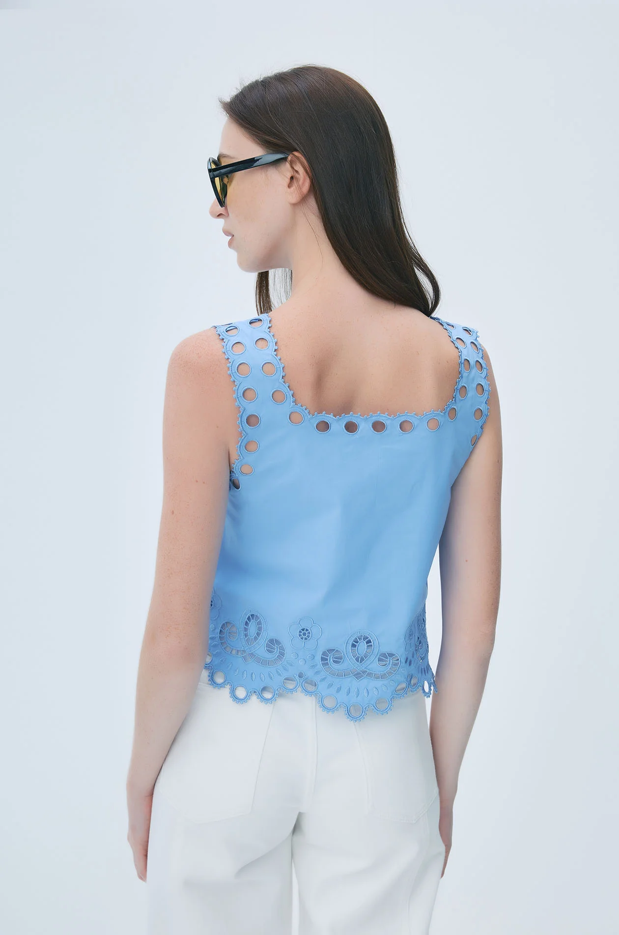 Embroidered Cutwork Strappy Top - Image 4