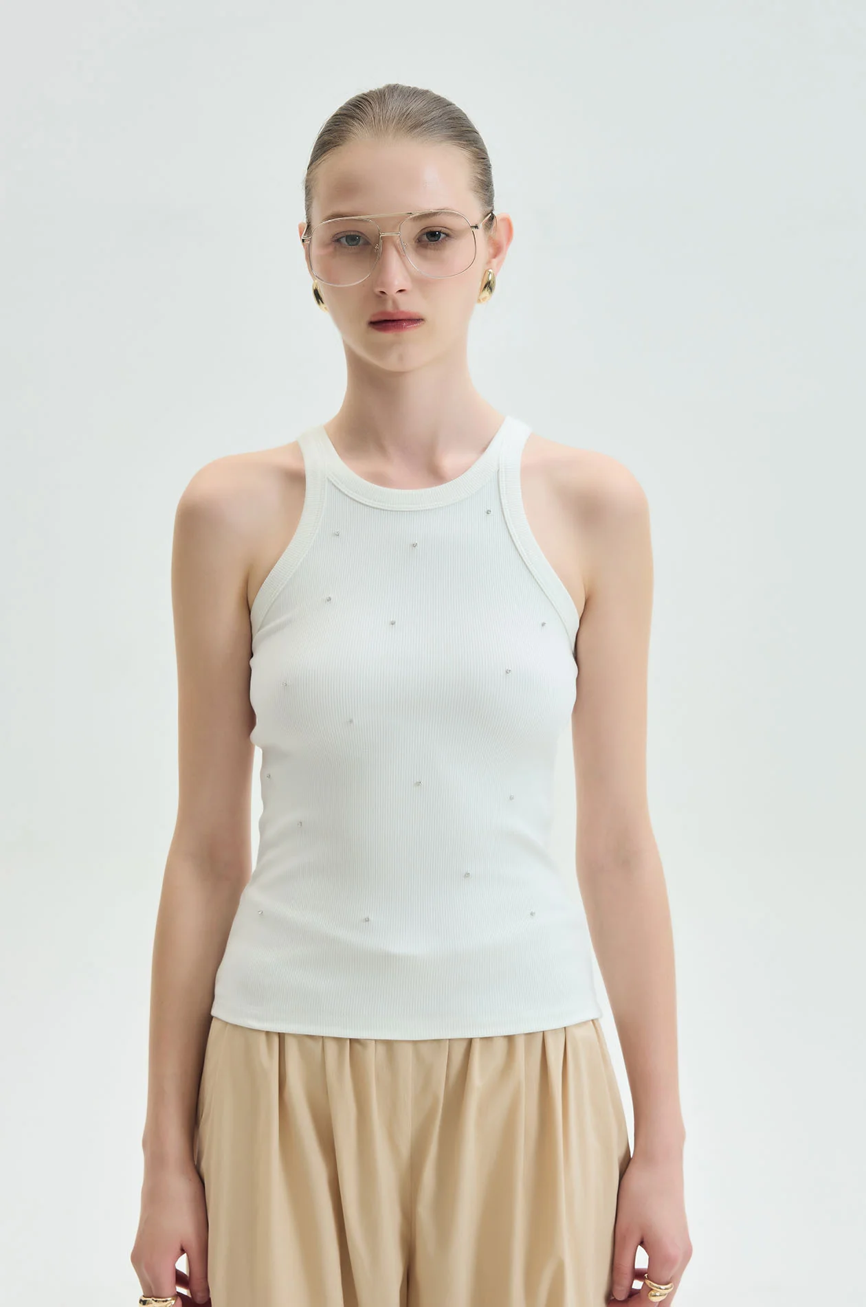 Rhinestone Ribbed Tank Top - Image 2