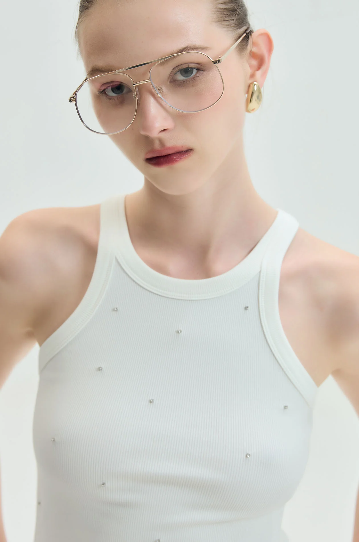 Rhinestone Ribbed Tank Top - Image 3