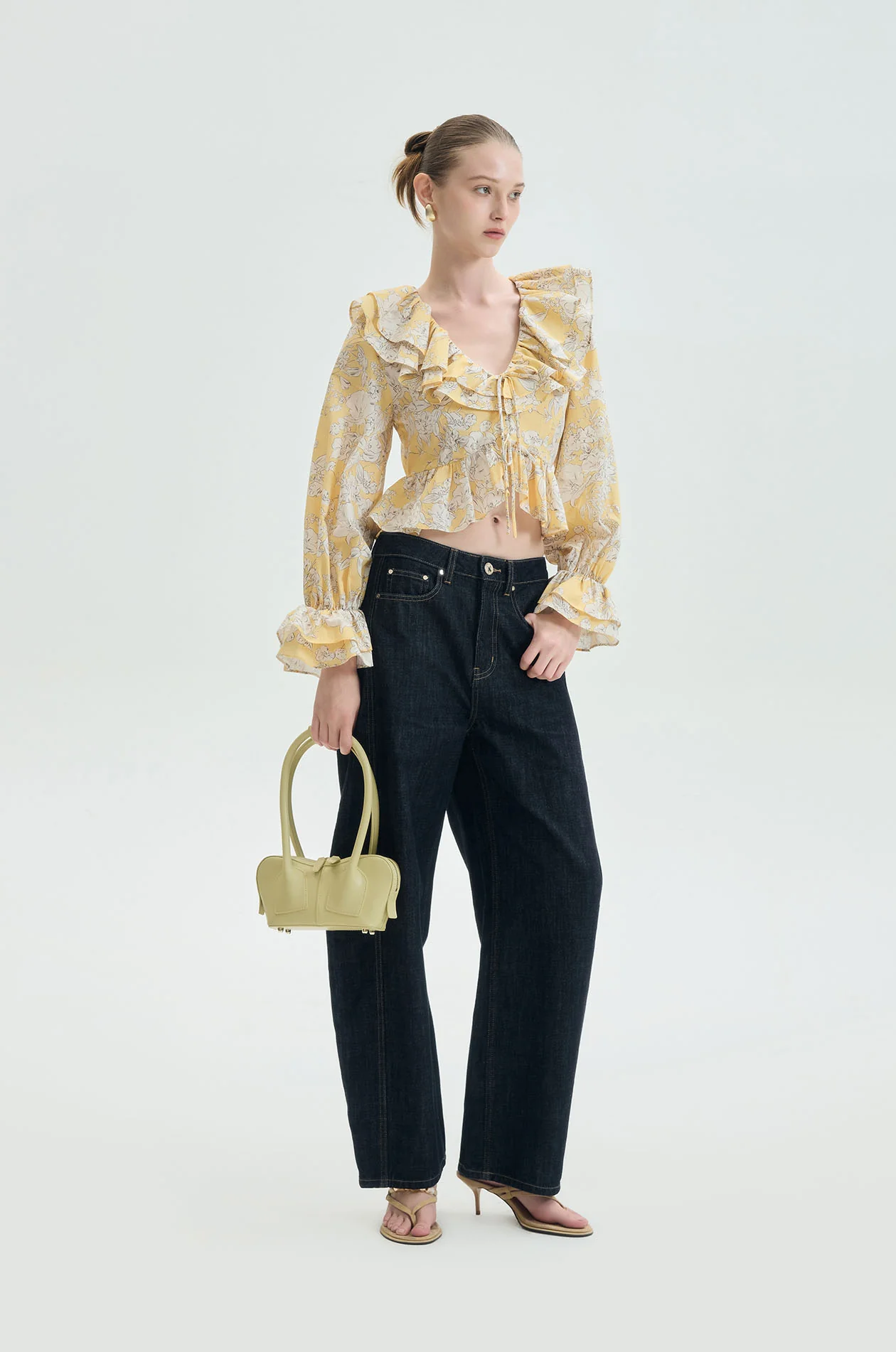 Floral Print Ruffle Blouse