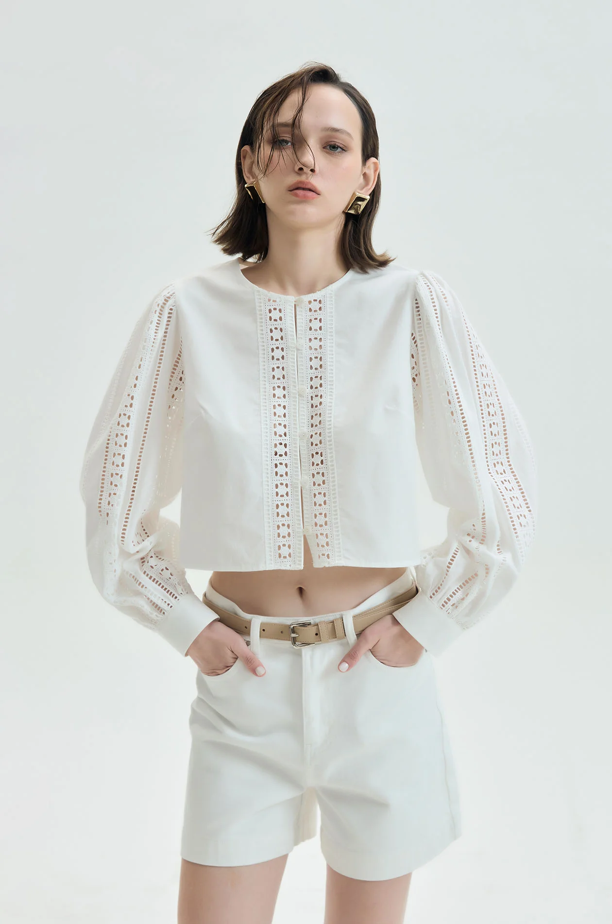 Broderie Anglaise Cropped Blouse - Image 2