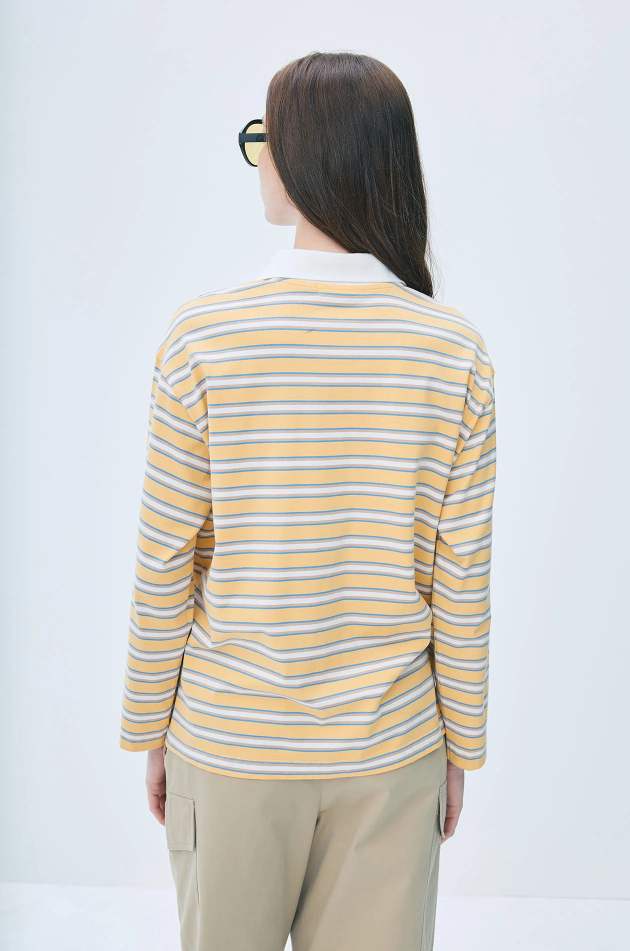 Striped Long-Sleeved Polo Shirt - Image 3
