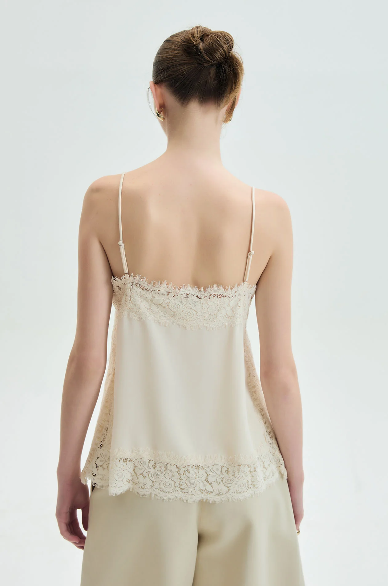 Lace-Trim Silk-Like Cami Top - Image 4