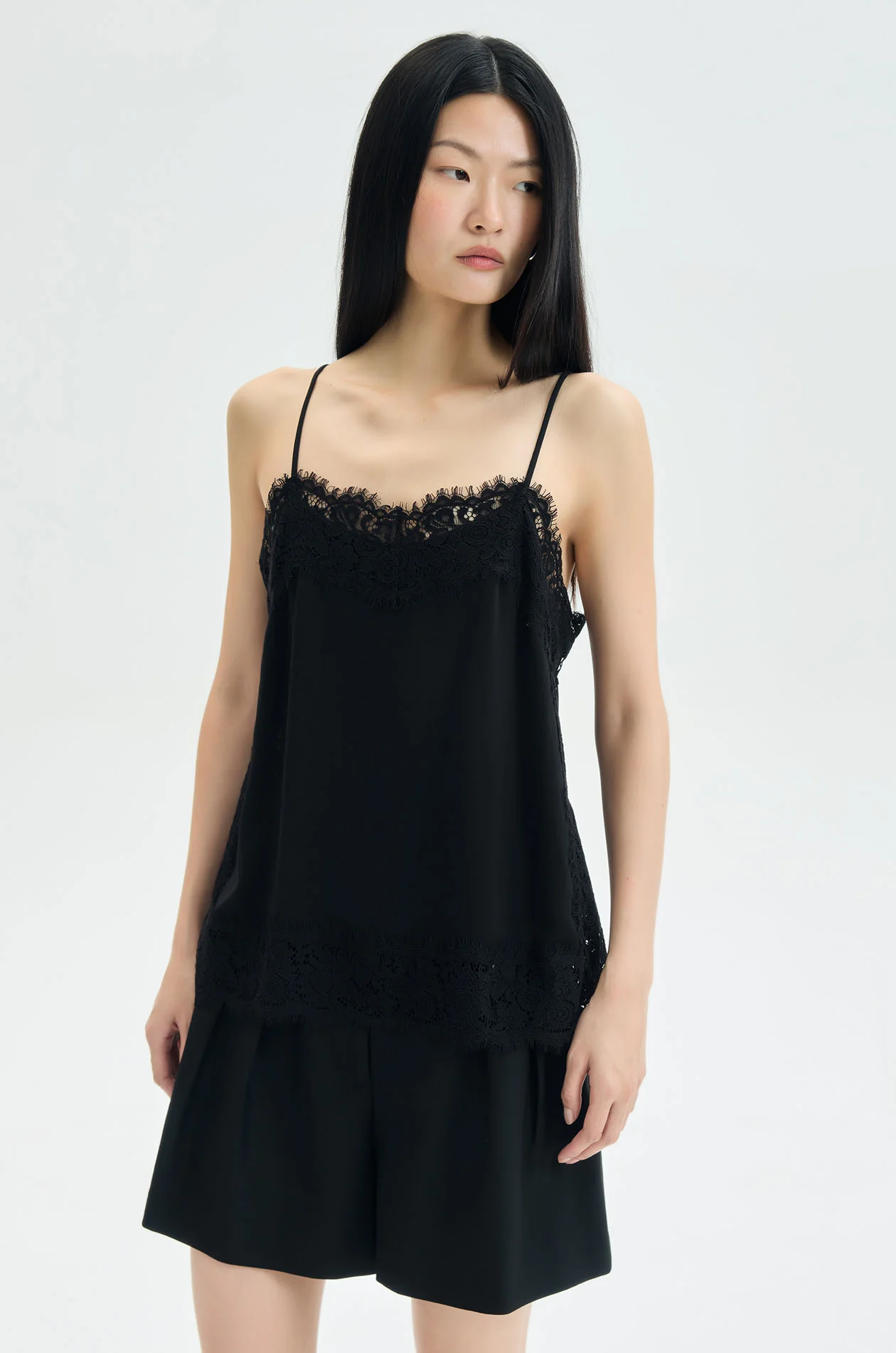 Lace-Trim Silk-Like Cami Top - Image 6