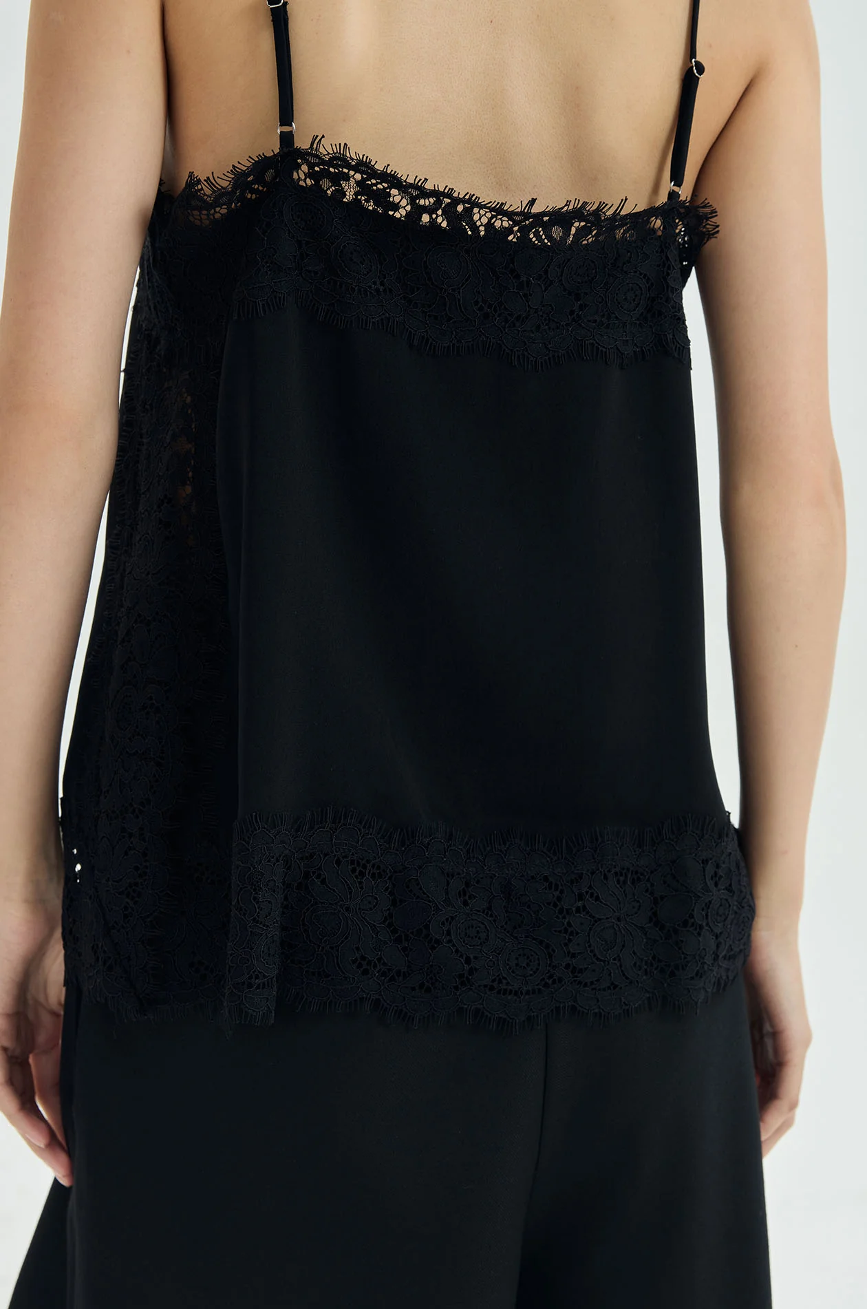Lace-Trim Silk-Like Cami Top - Image 8