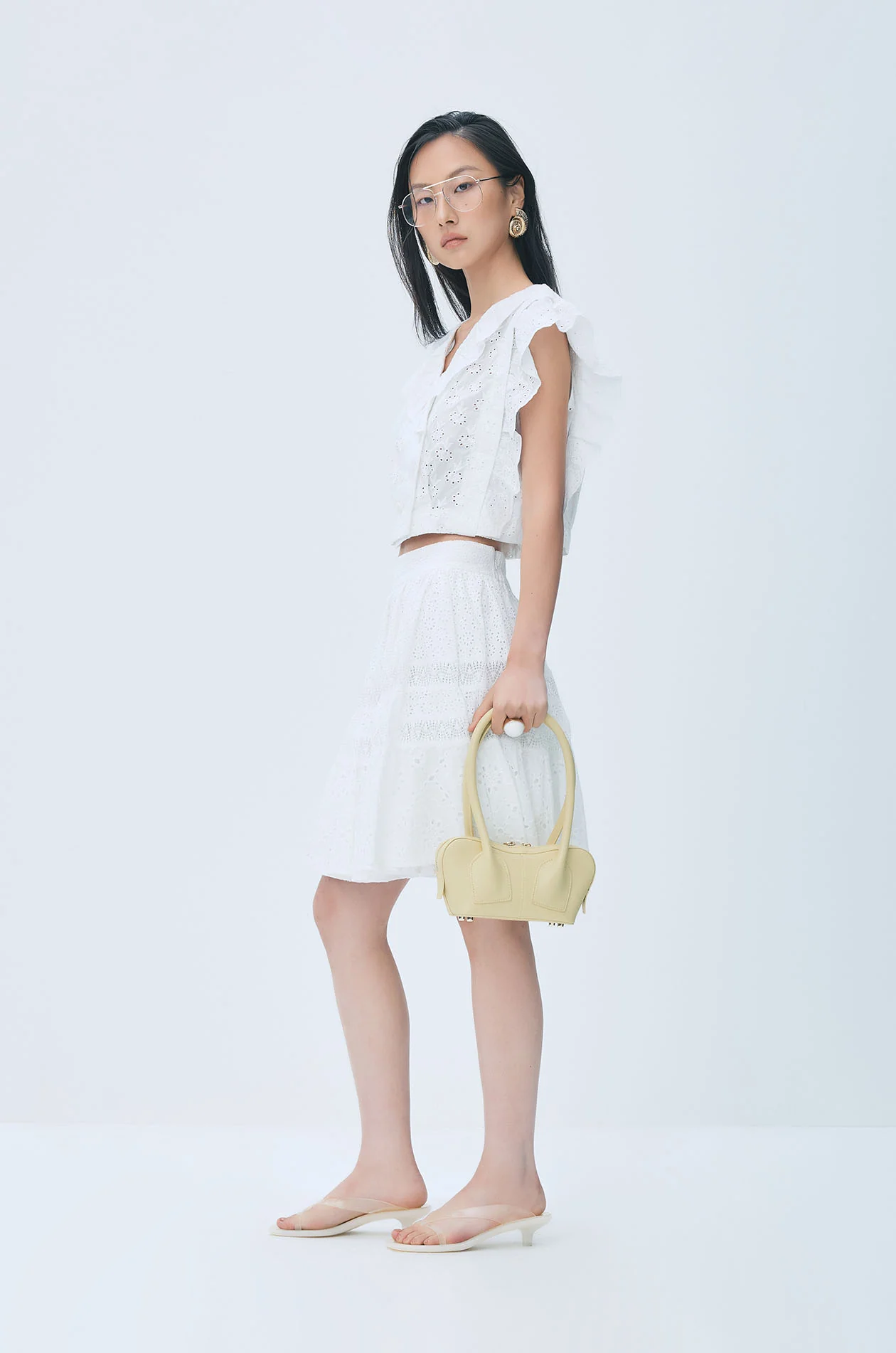Ruffled Broderie Anglaise Crop Top