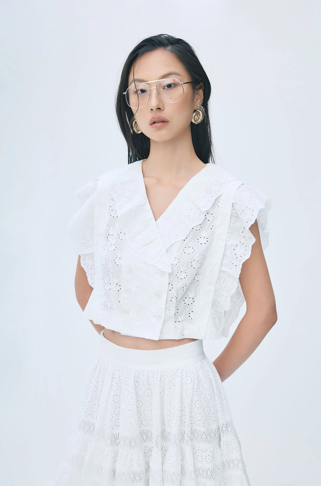 Ruffled Broderie Anglaise Crop Top - Image 2