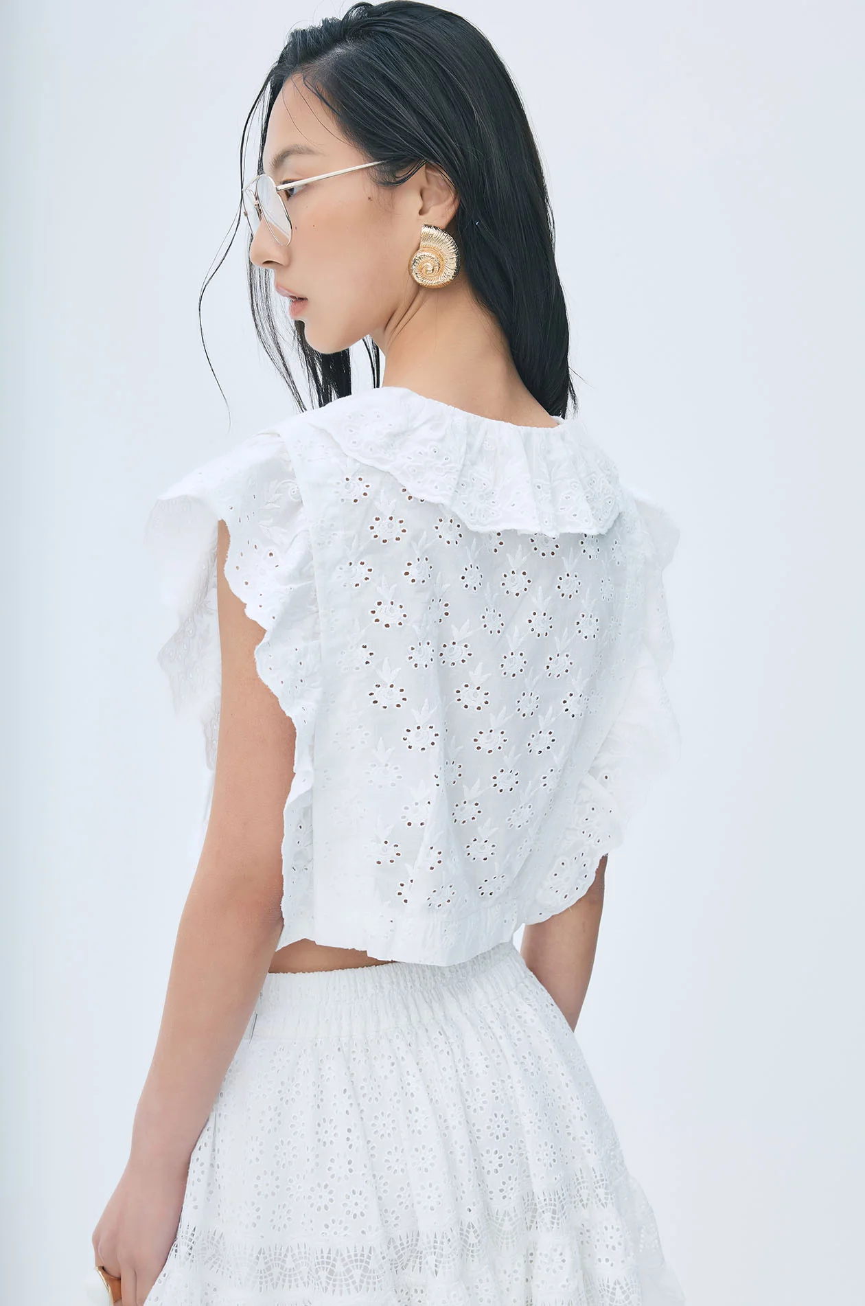 Ruffled Broderie Anglaise Crop Top - Image 4