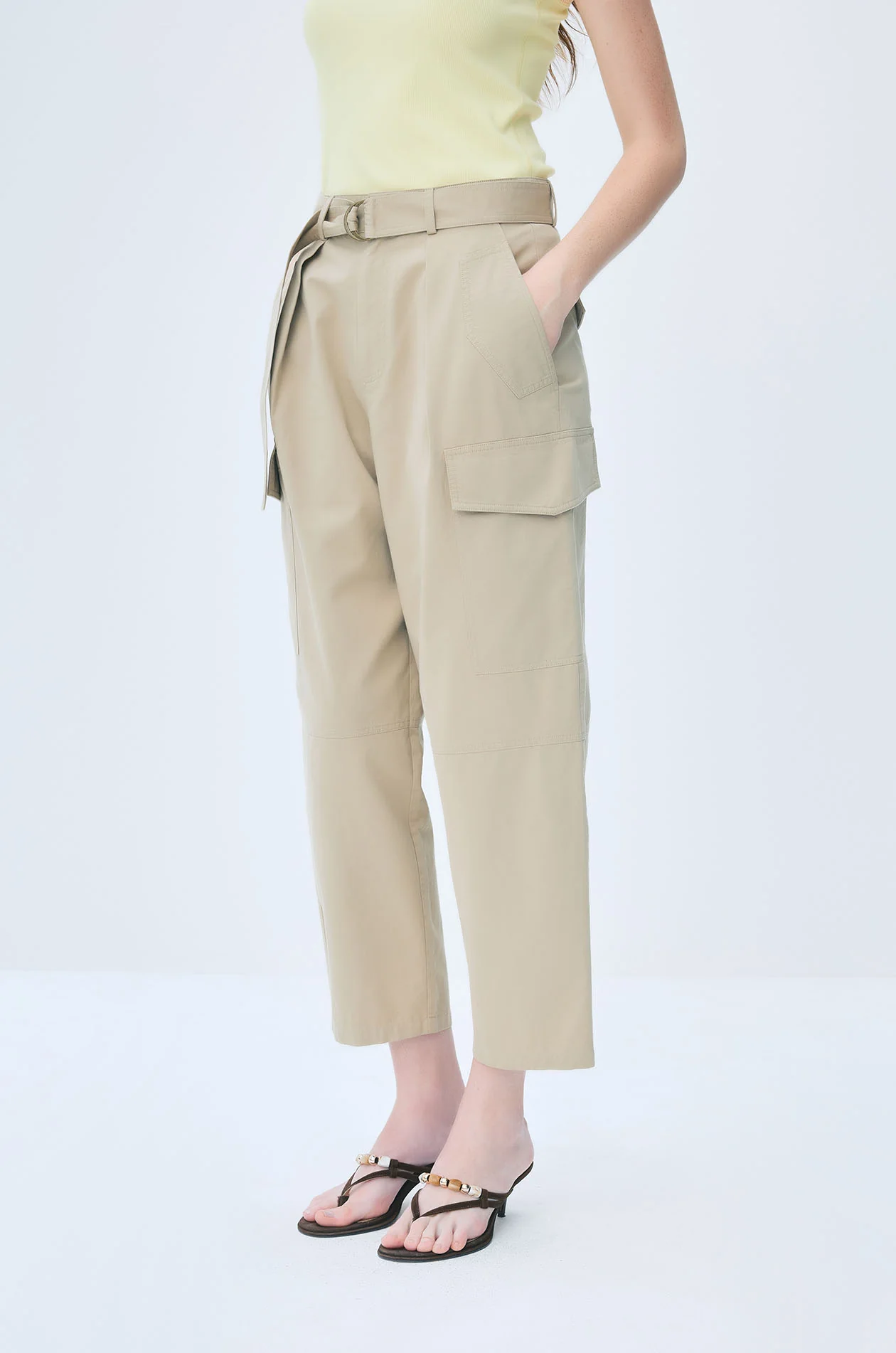 Barrel-Leg Cargo Pants with Belt - Image 2