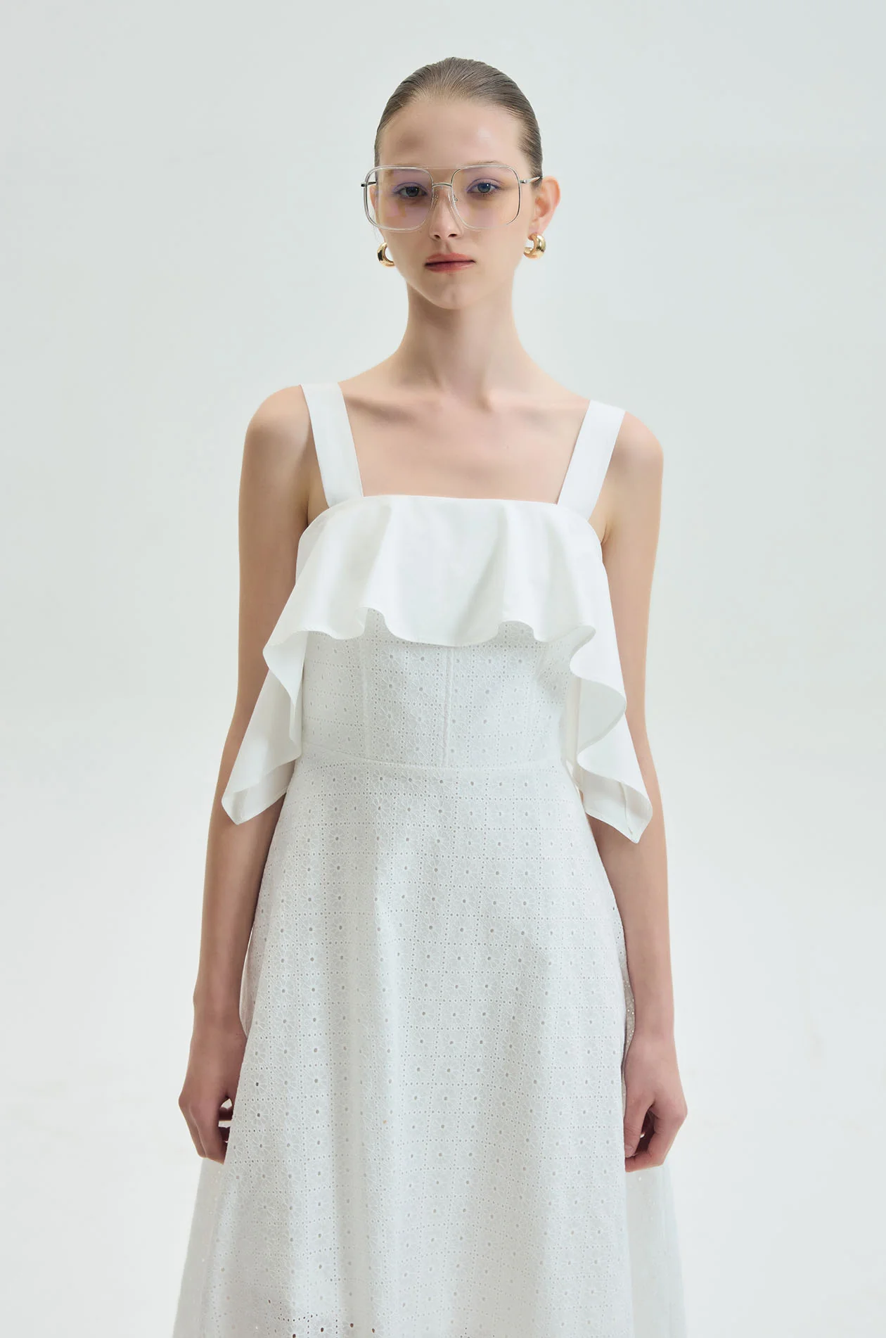 Ruffle Broderie Midi Dress - Image 2