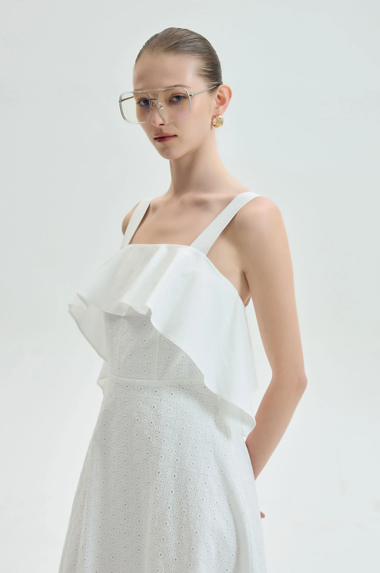 Ruffle Broderie Midi Dress - Image 3