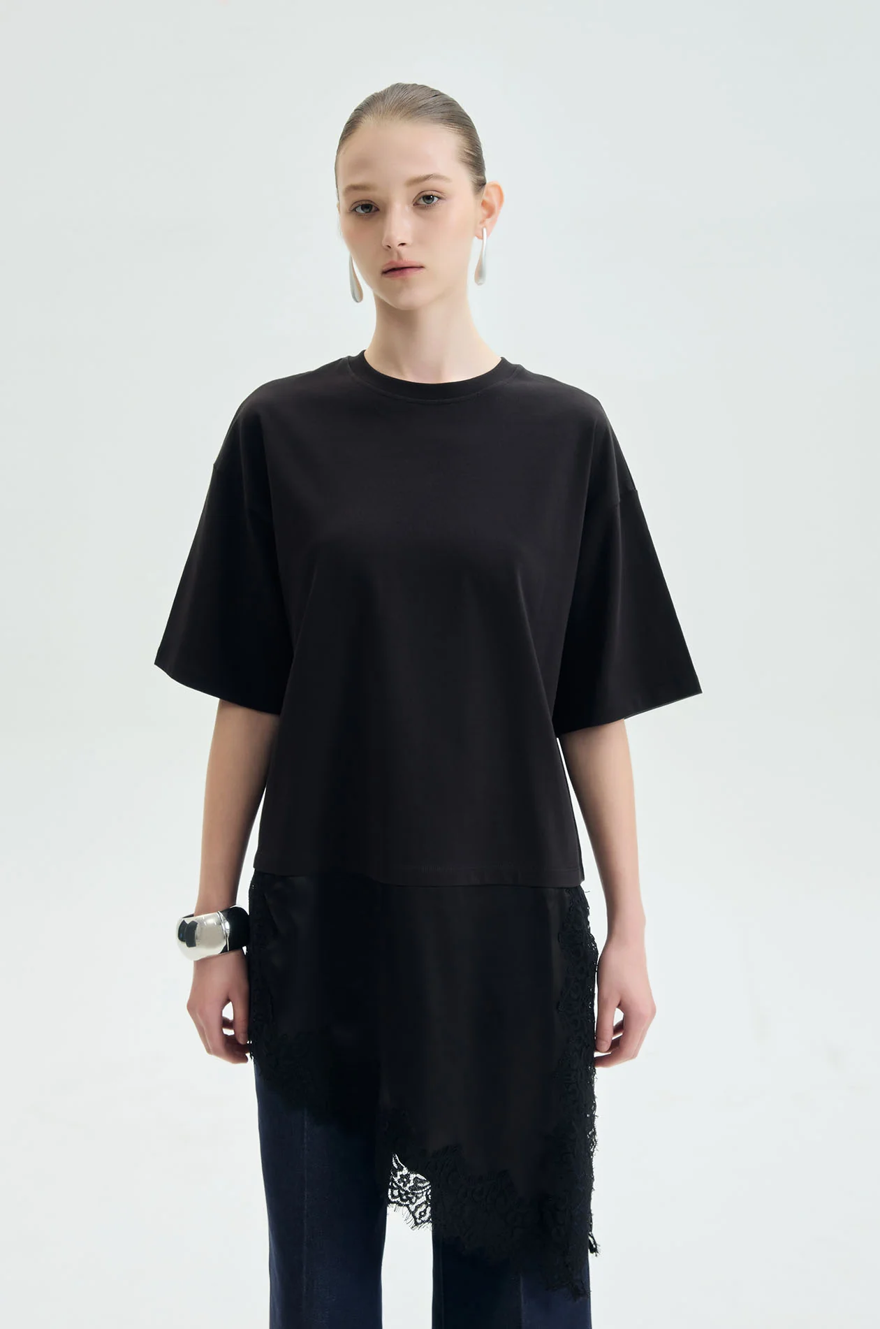 Contrast Hem Oversized T-Shirt - Image 2