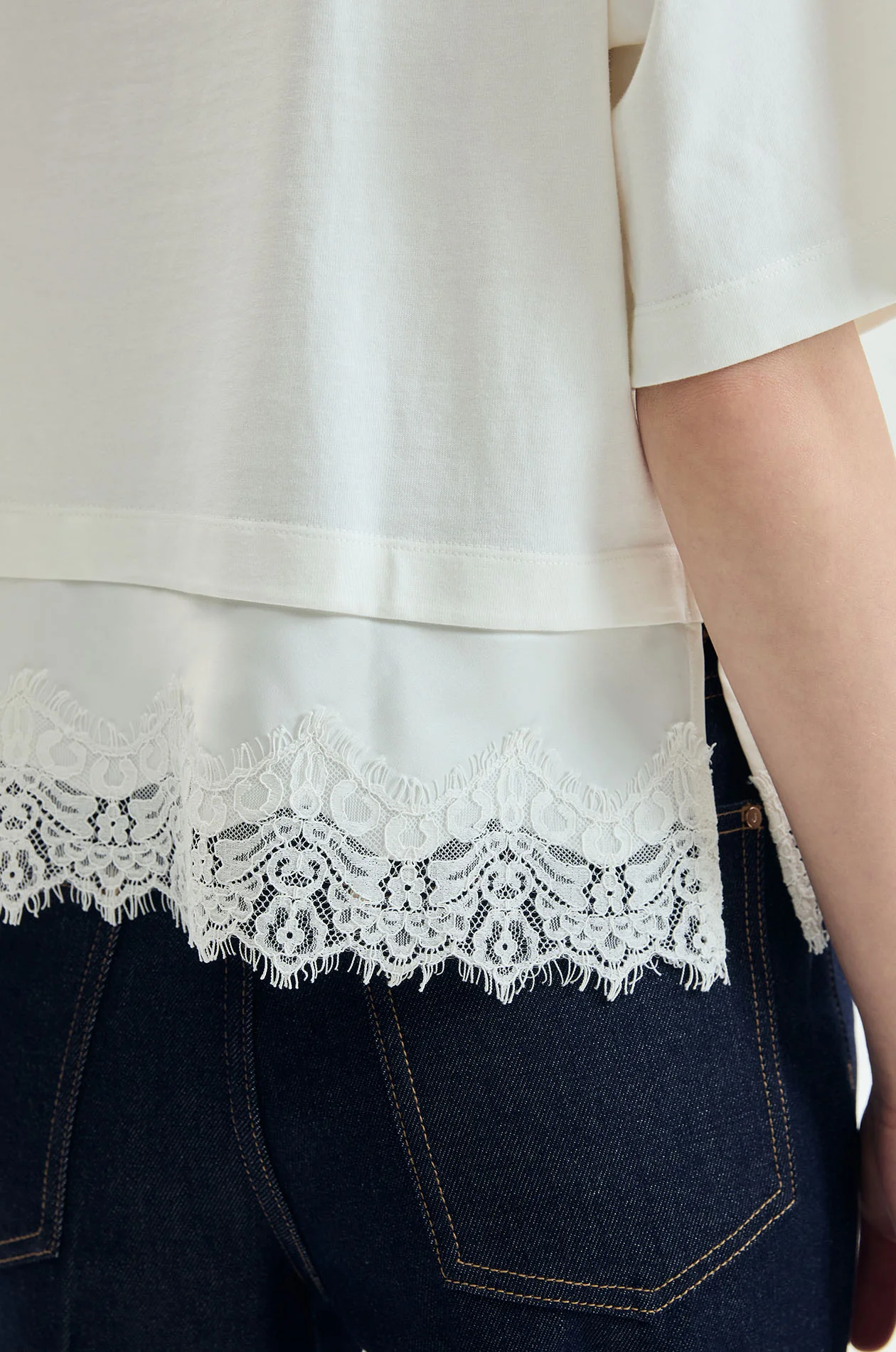 Layered Lace-Hem T-Shirt - Image 4