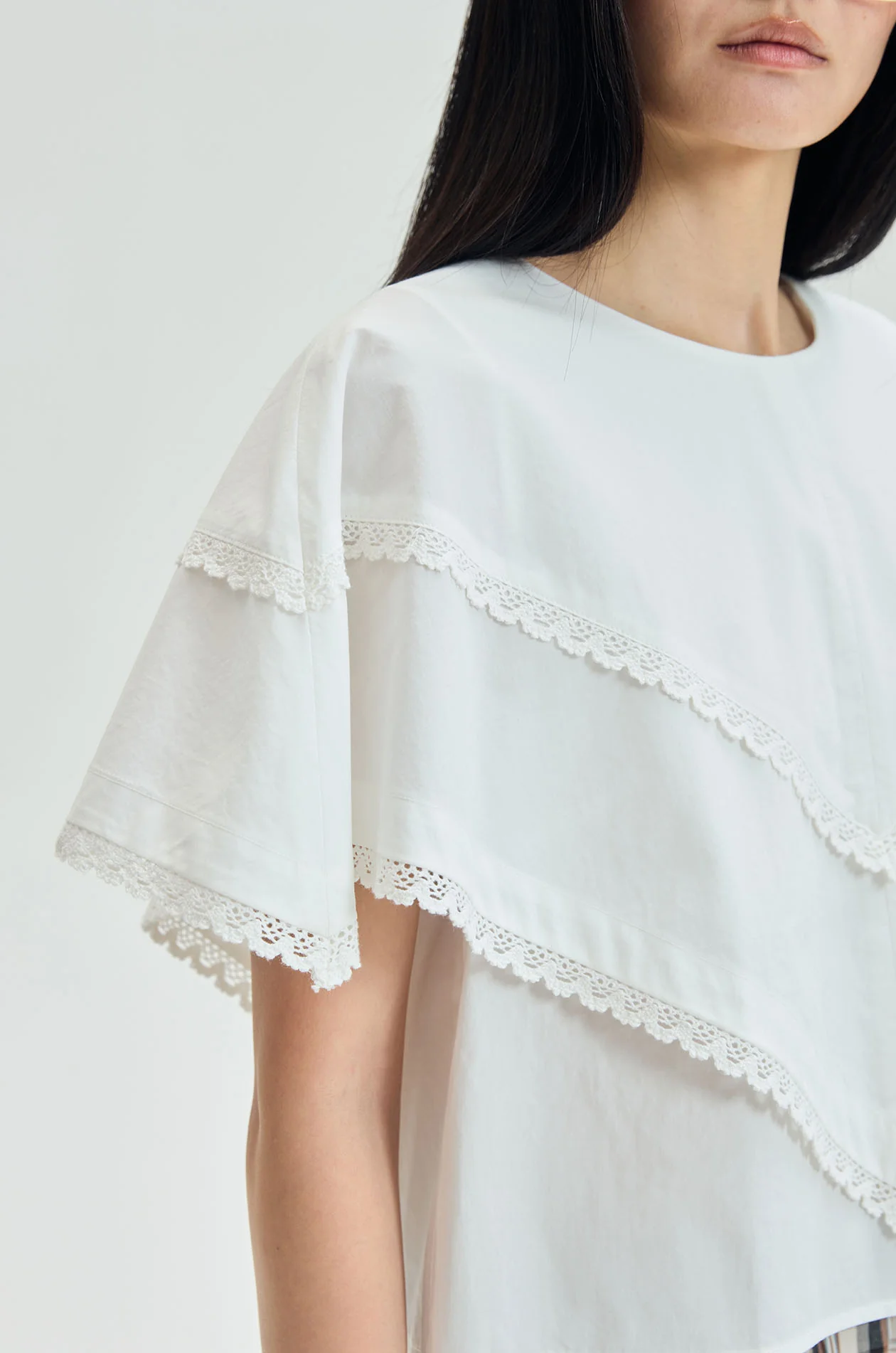 Cape Overlay Cropped Blouse - Image 3