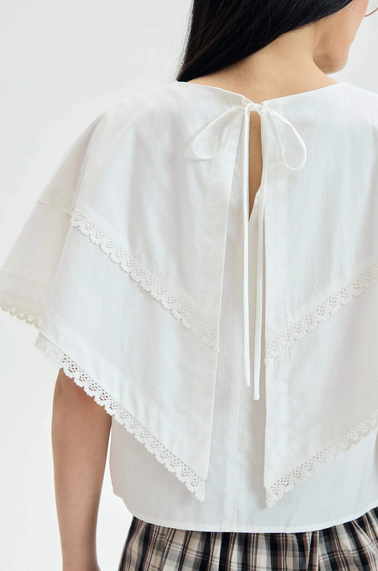 Cape Overlay Cropped Blouse - Image 5