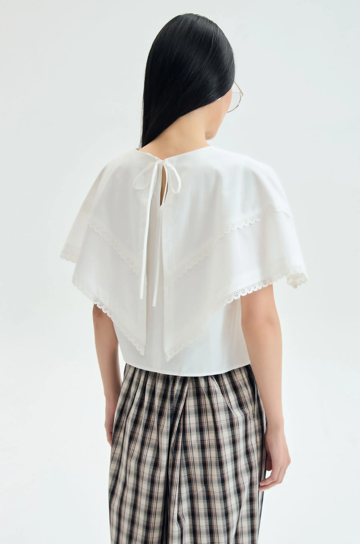 Cape Overlay Cropped Blouse - Image 6