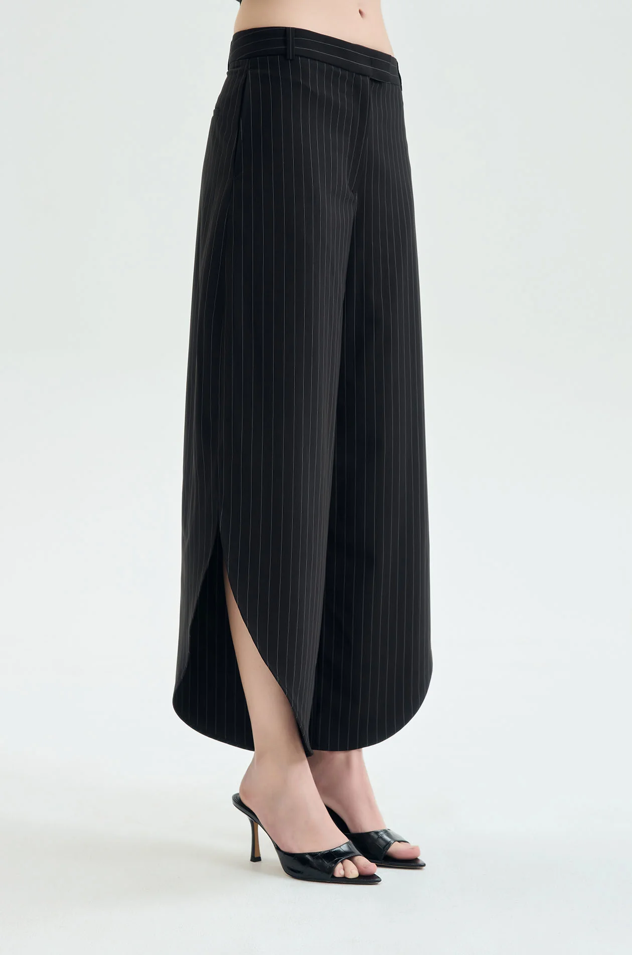 Pinstripe Curved-Hem Pants - Image 3