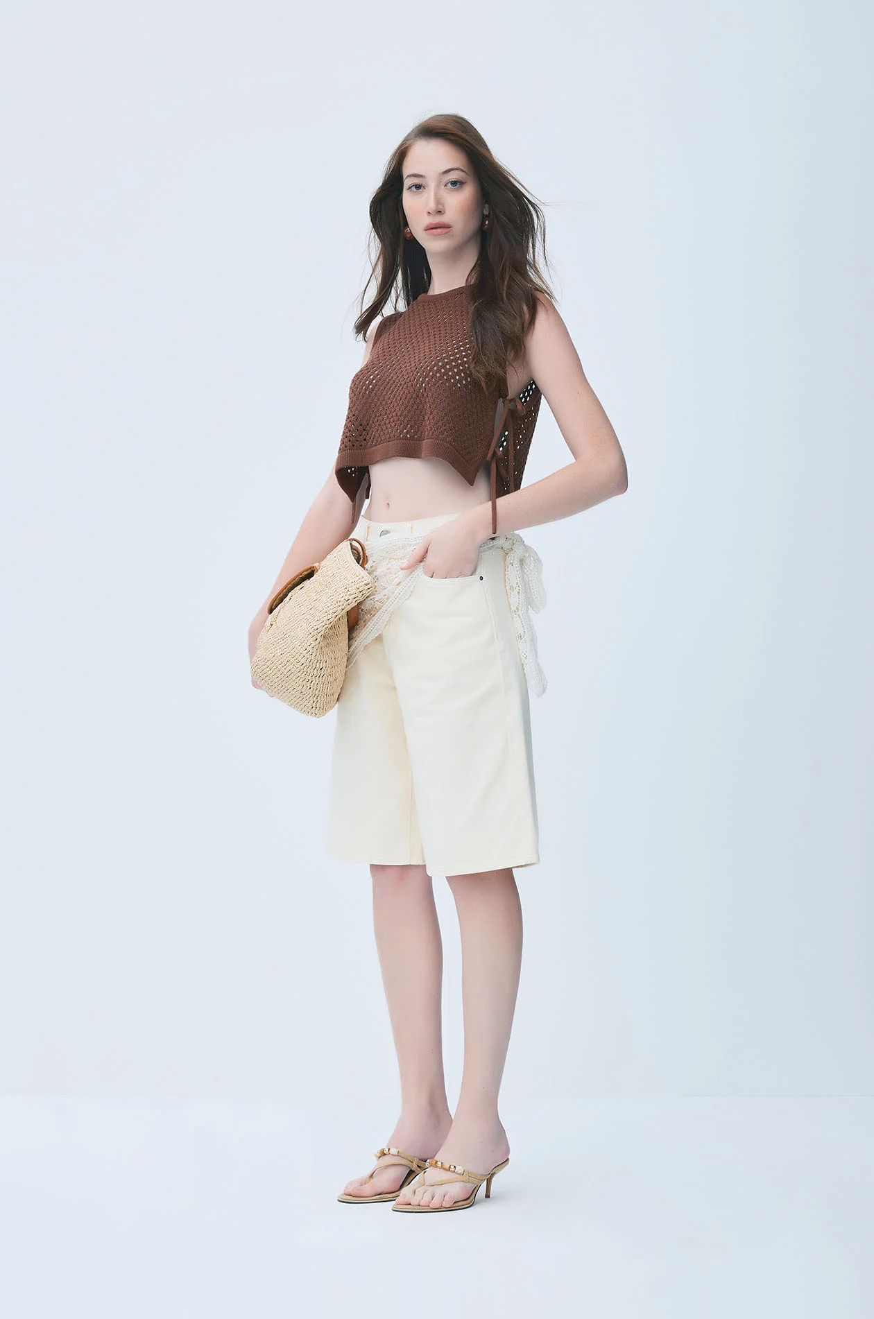 Bermuda Shorts with Crochet Waist Scarf - Image 2