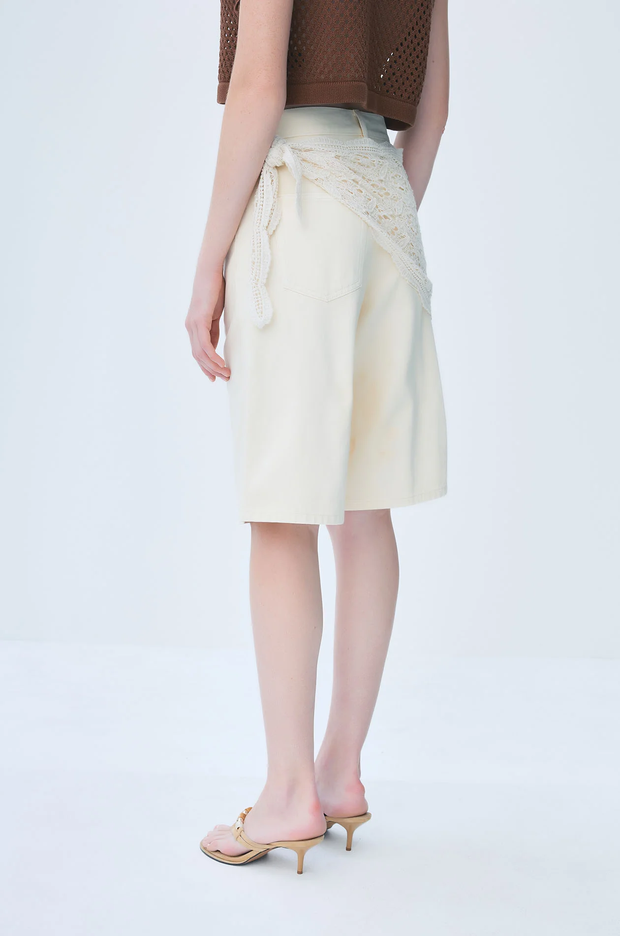 Bermuda Shorts with Crochet Waist Scarf - Image 4